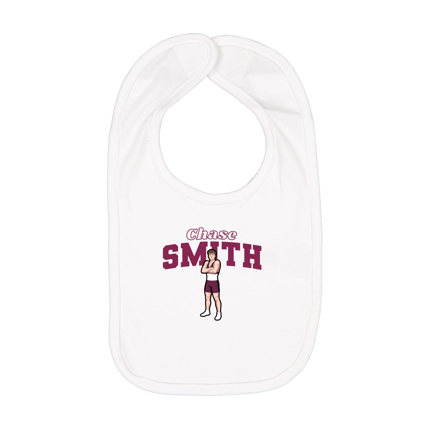 Infant Bib — Name Arch in White