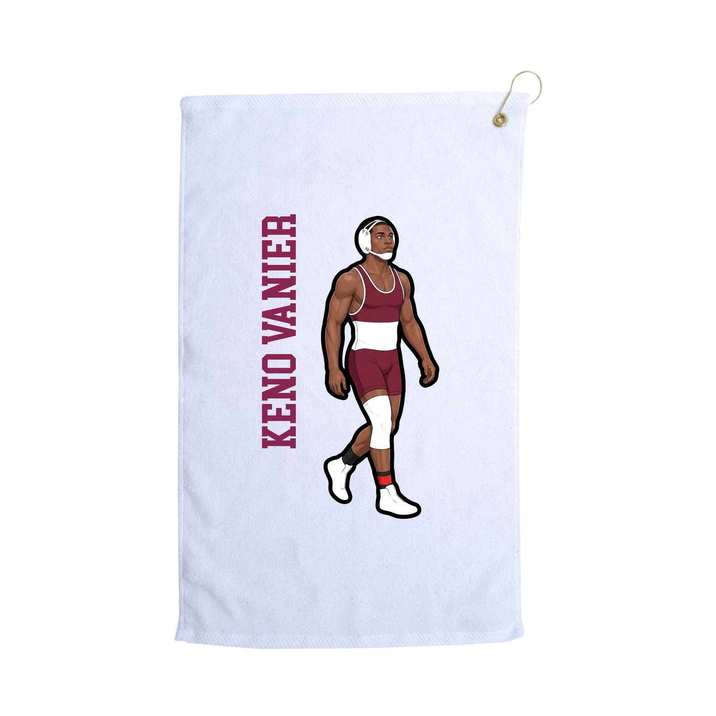 Golf Towel — Name Vertical in White