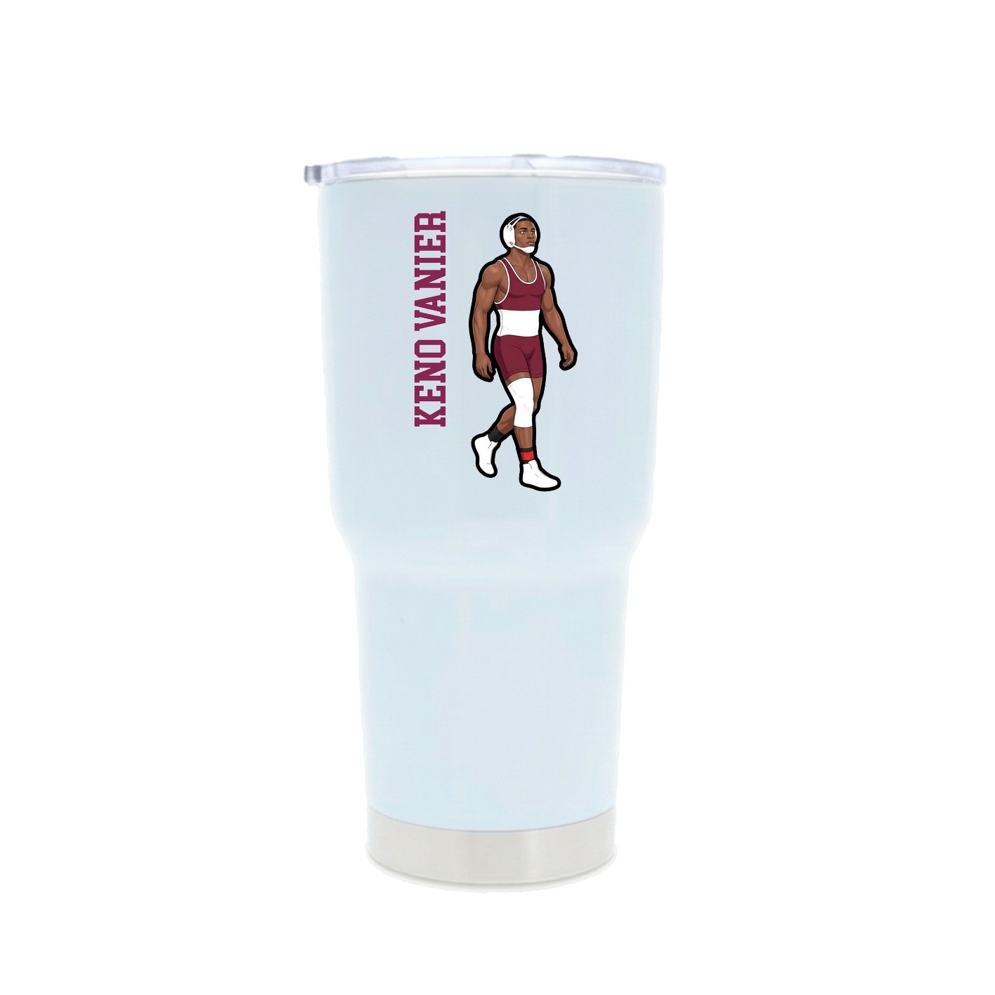 30oz Stainless Steel Tumbler — Name Vertical in White