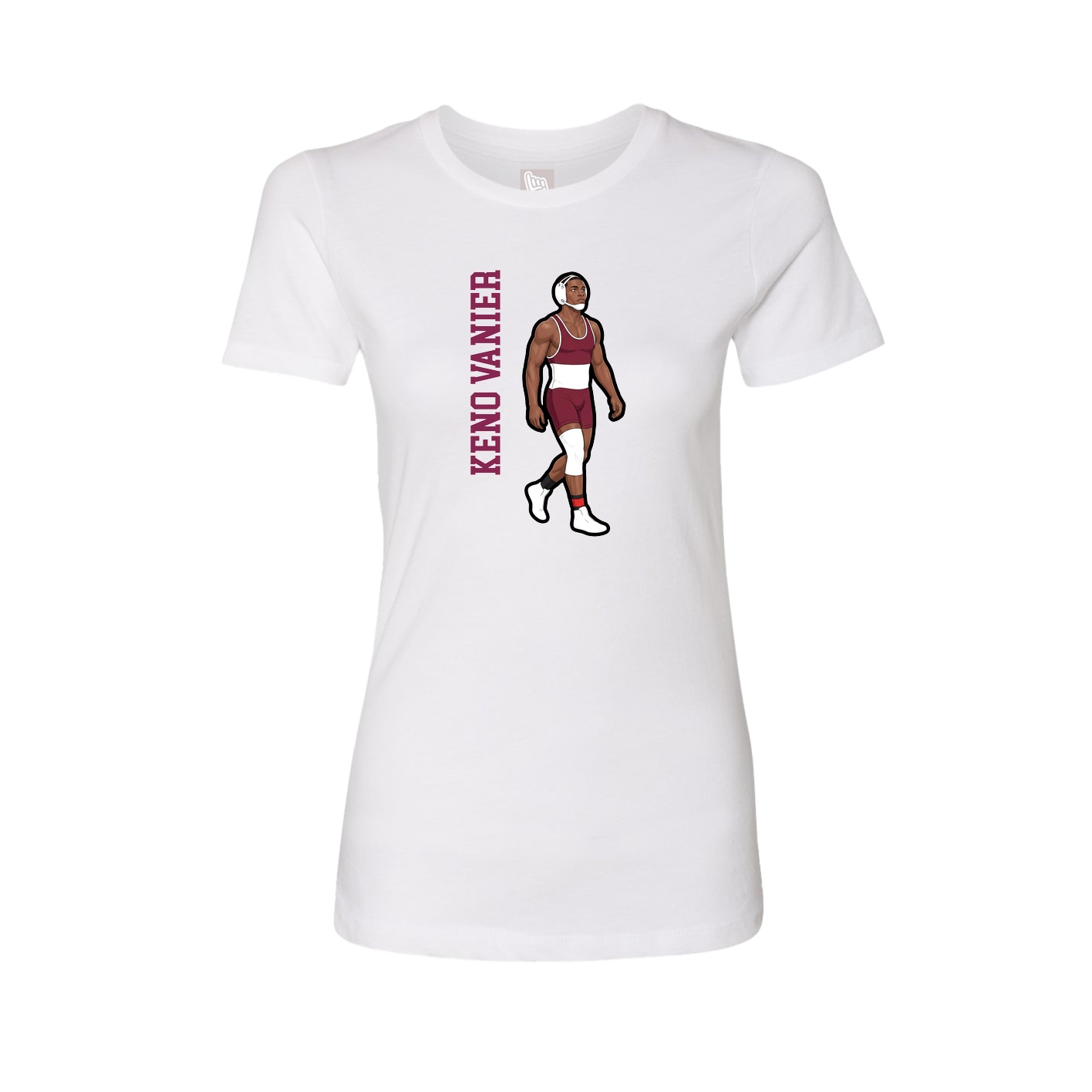 Fitted Women's Tee — Name Vertical in White