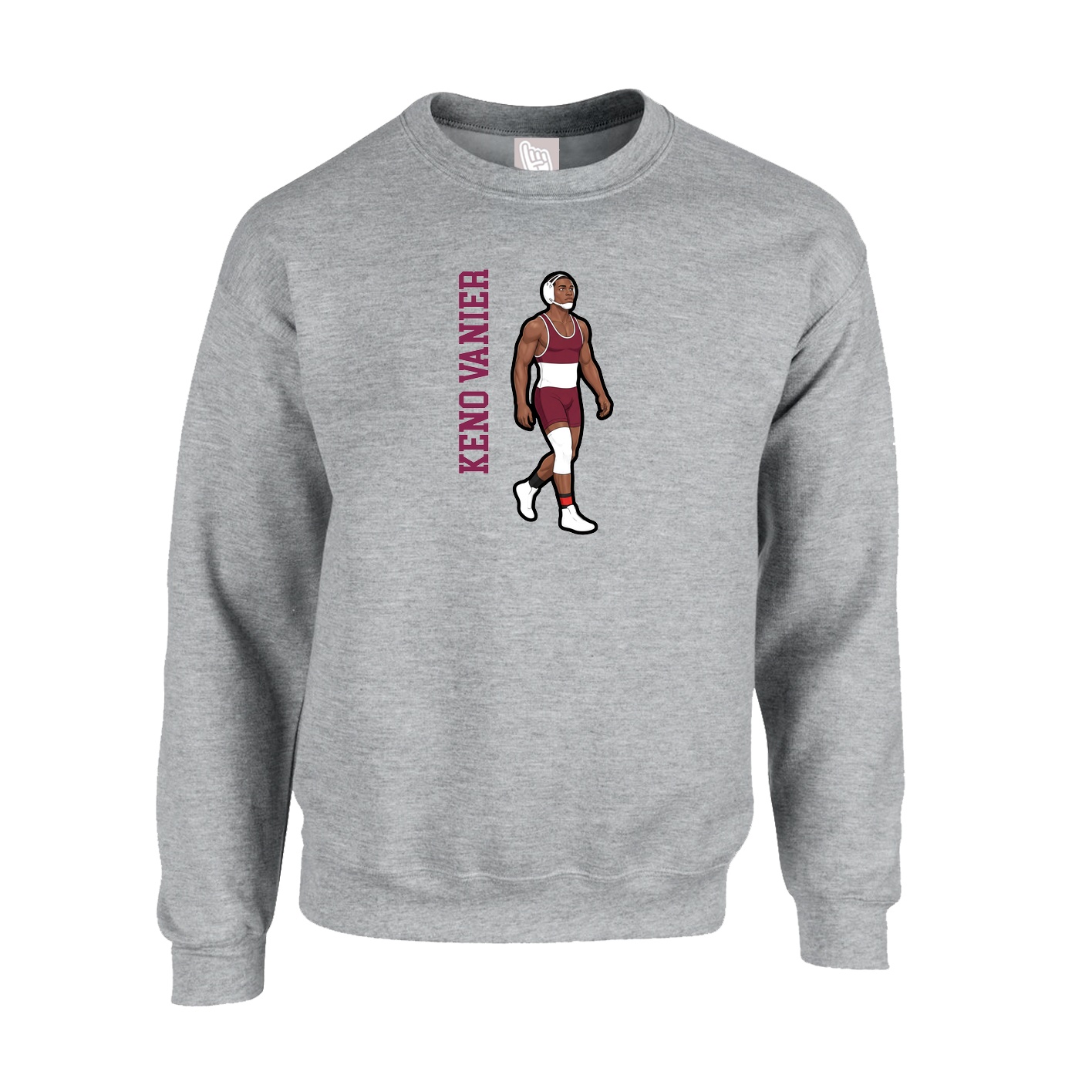 Fleece Crew — Name Vertical in Grey