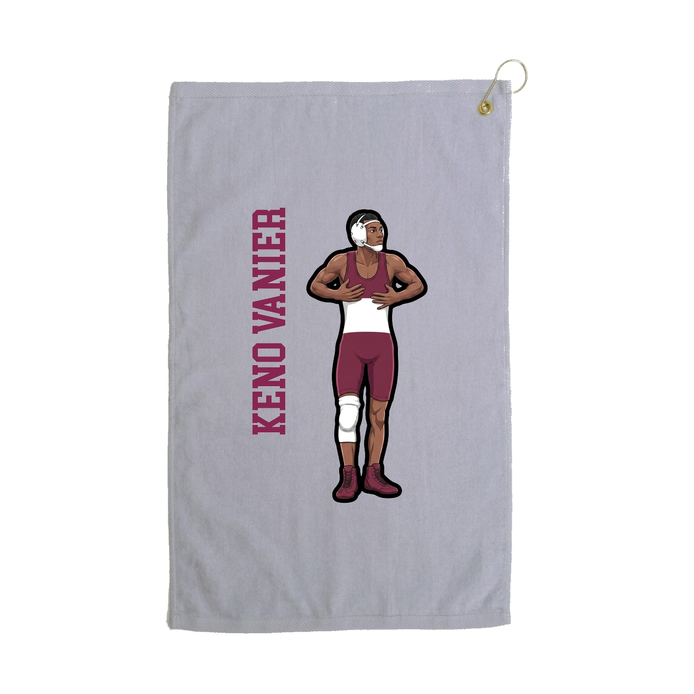 Golf Towel — Name Vertical in Grey