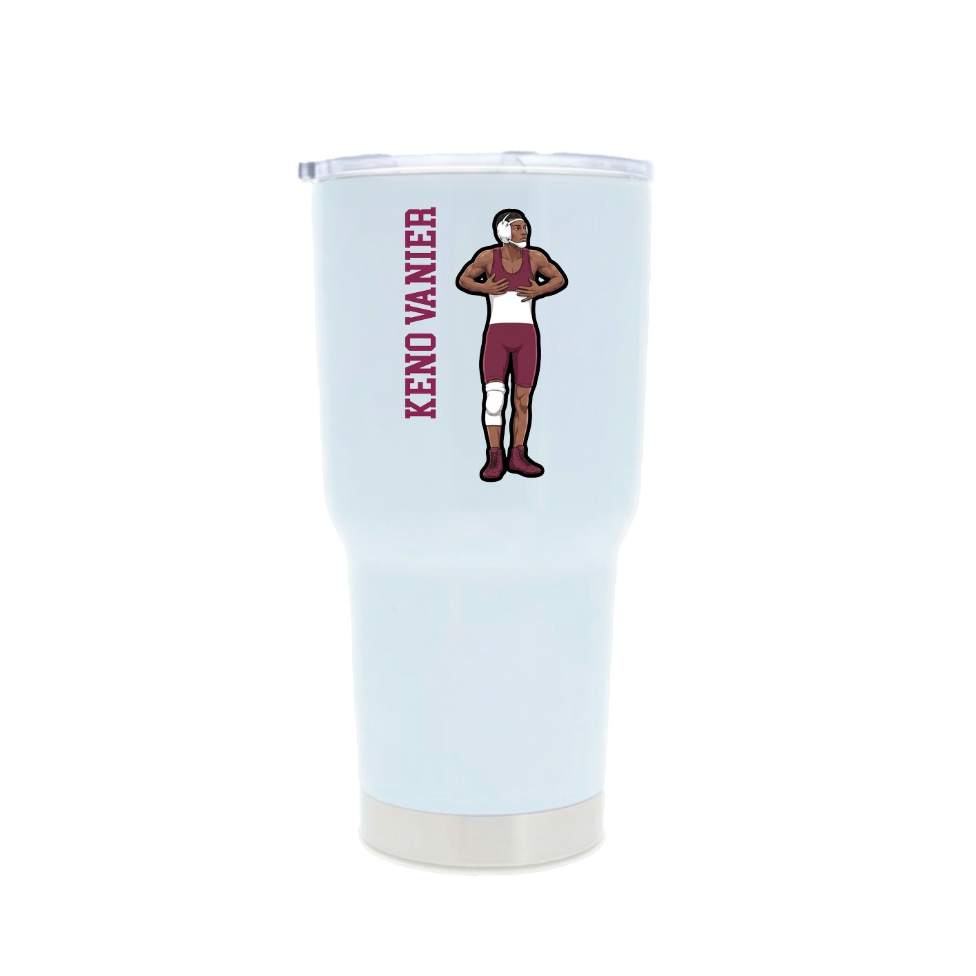 30oz Stainless Steel Tumbler — Name Vertical in White