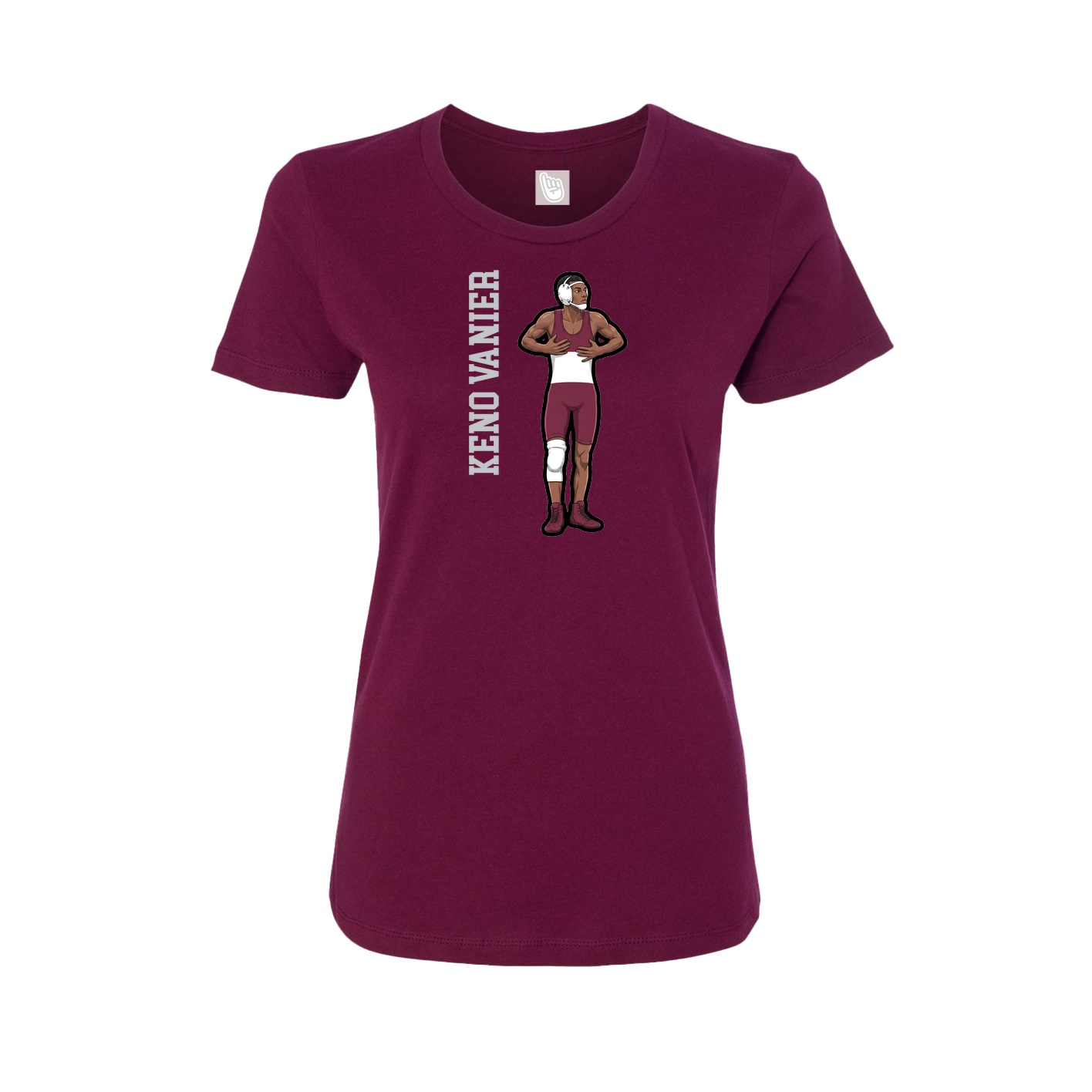Womens Tee — Name Vertical in Maroon