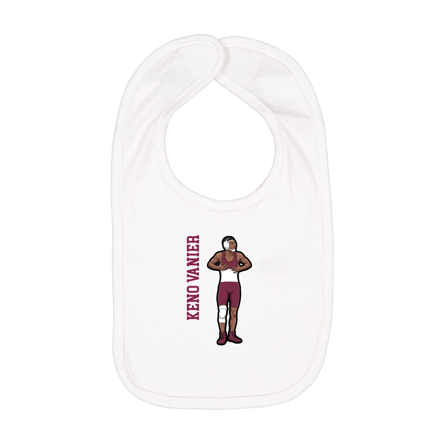 Infant Bib — Name Vertical in White