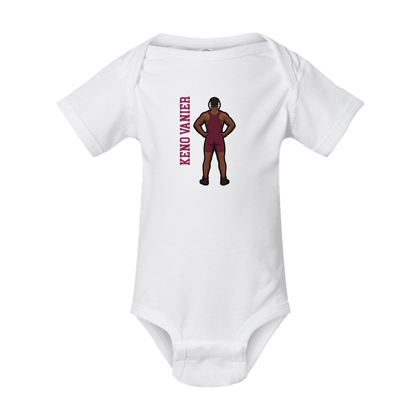 Baby Onesie — Name Vertical in White