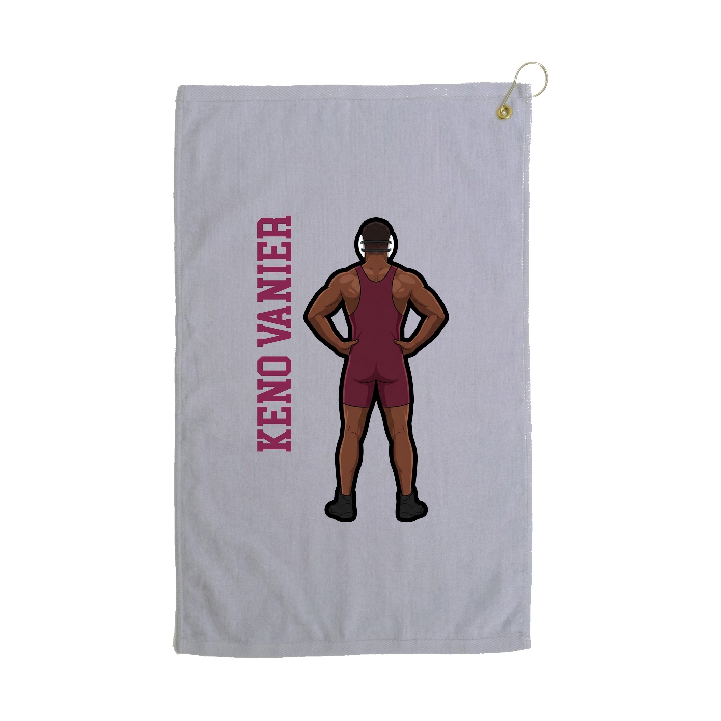Golf Towel — Name Vertical in Grey