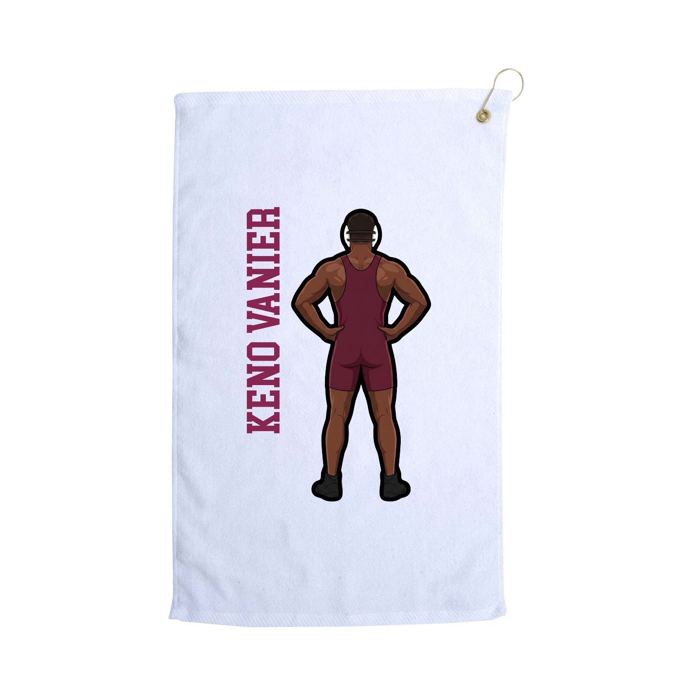 Golf Towel — Name Vertical in White