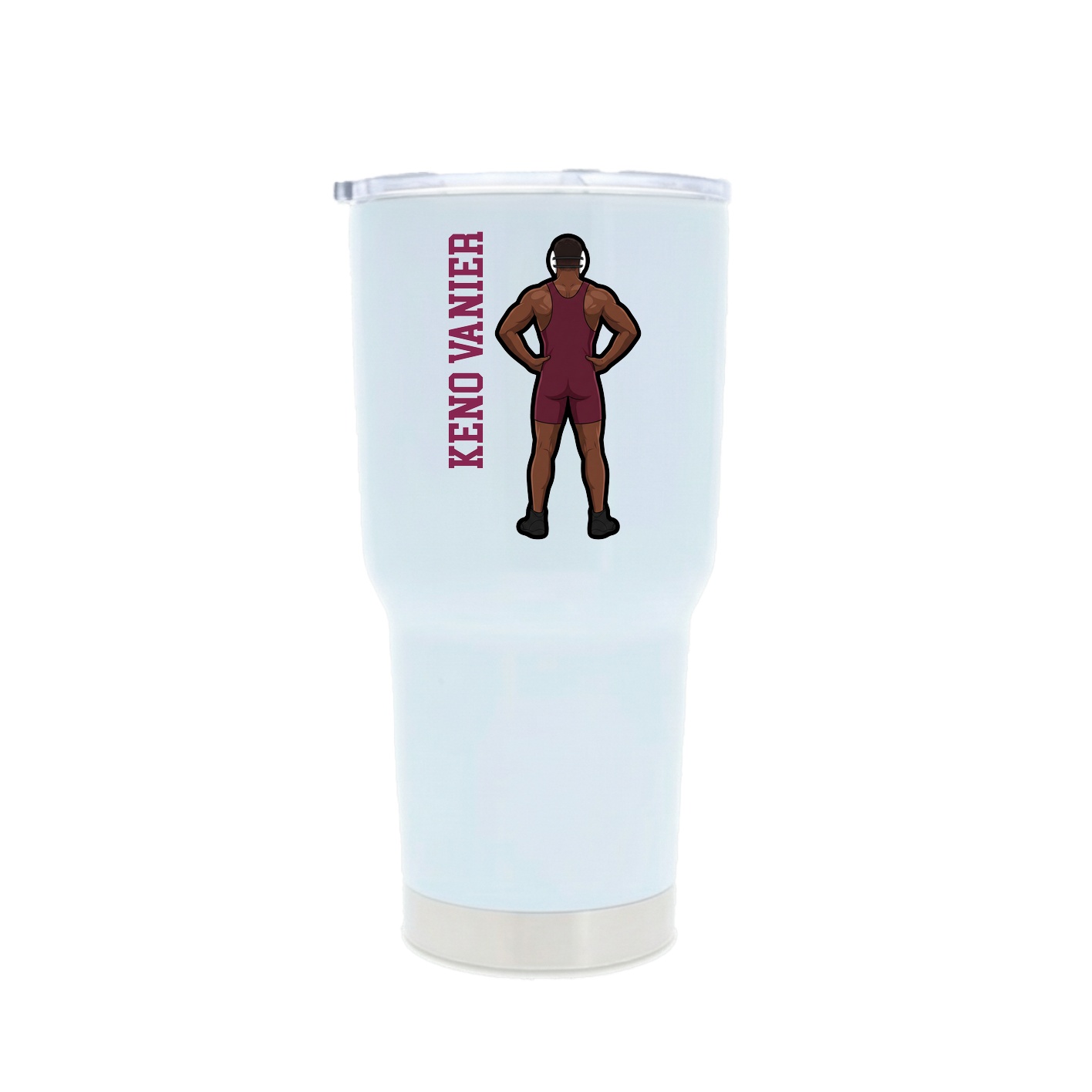 30oz Stainless Steel Tumbler — Name Vertical in White