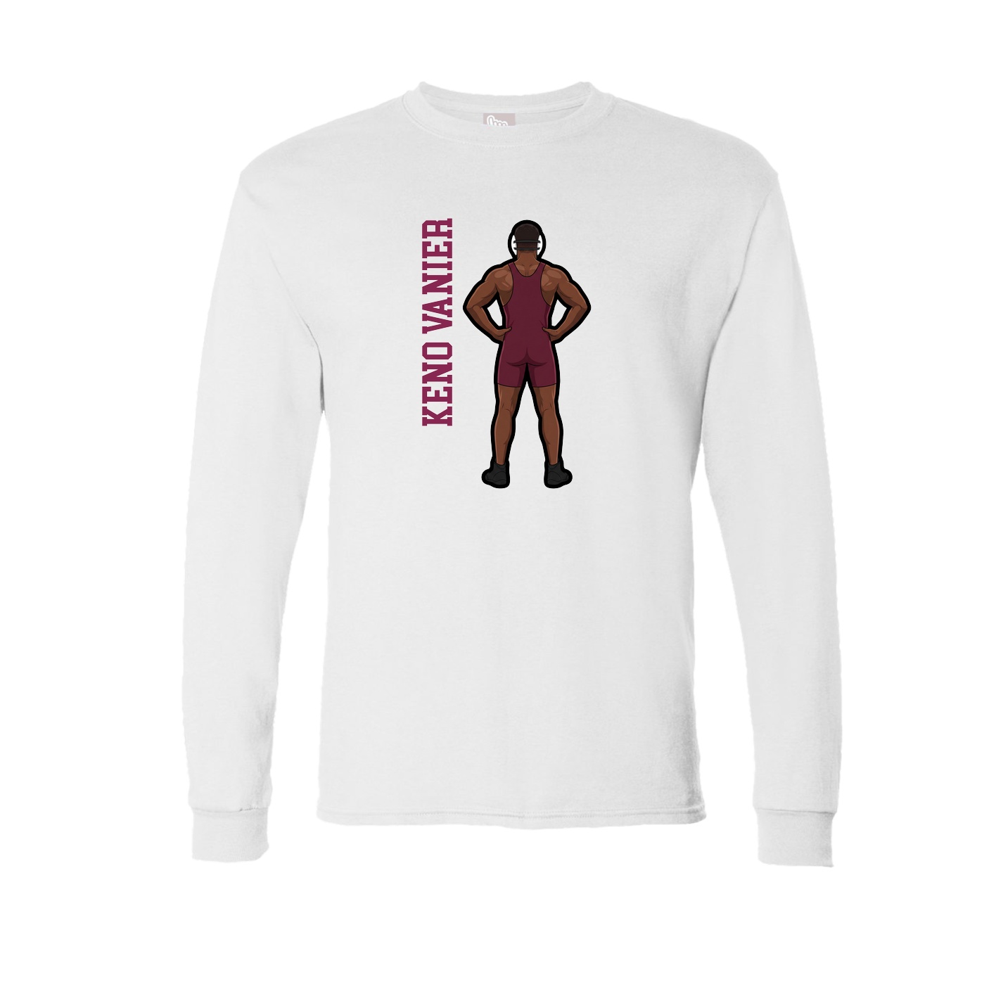 Long Sleeve Tee — Name Vertical in White
