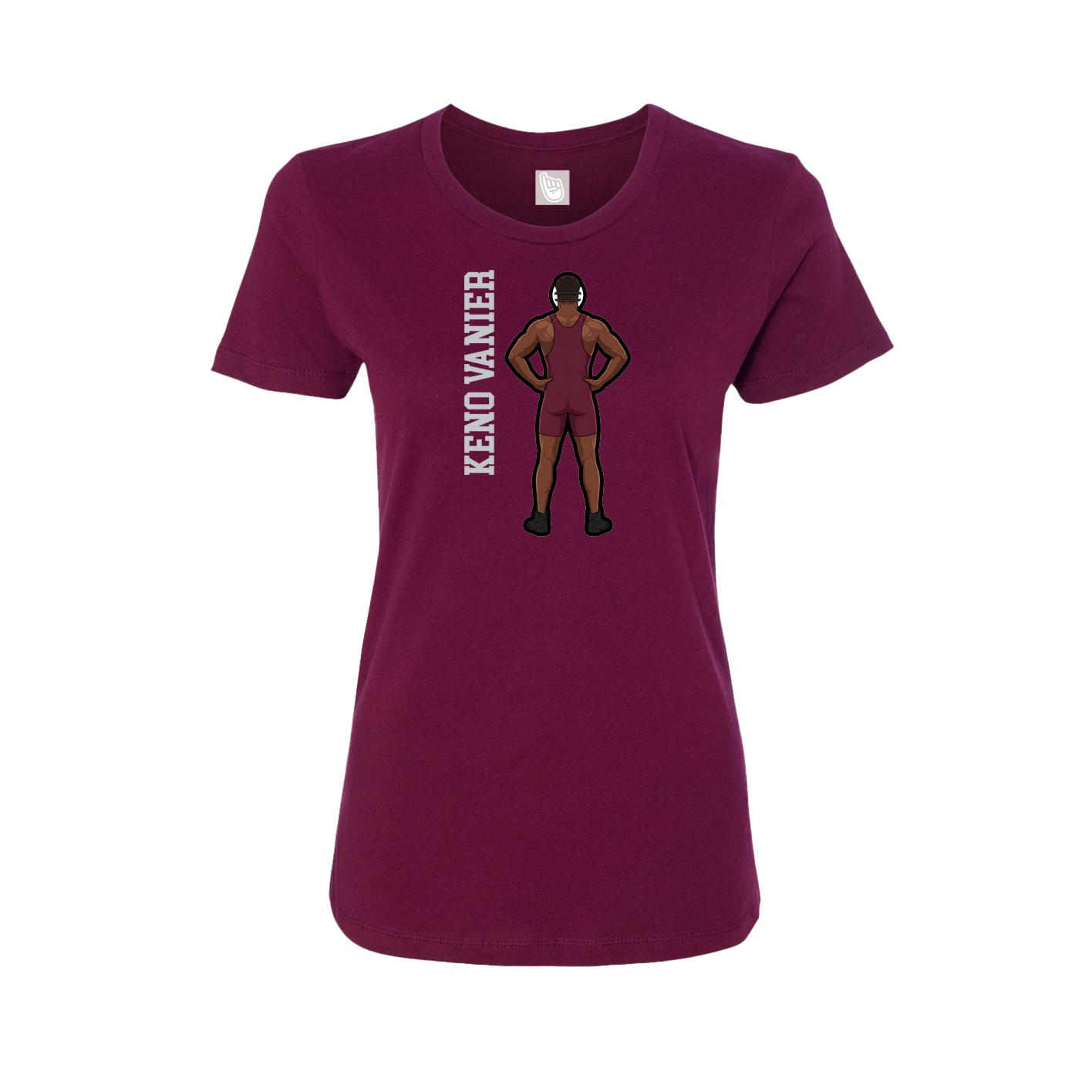 Womens Tee — Name Vertical in Maroon