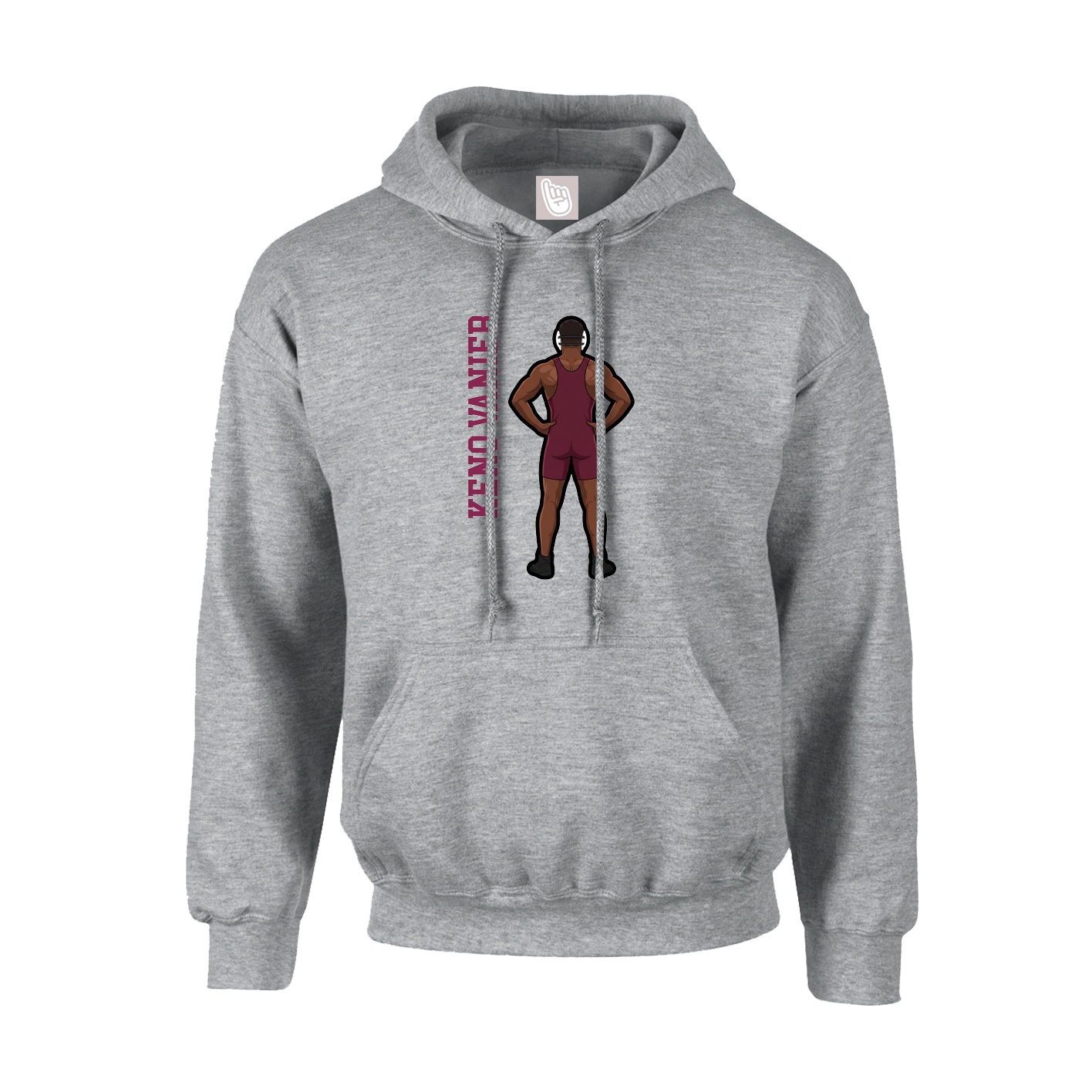 Hoodie — Name Vertical in Grey