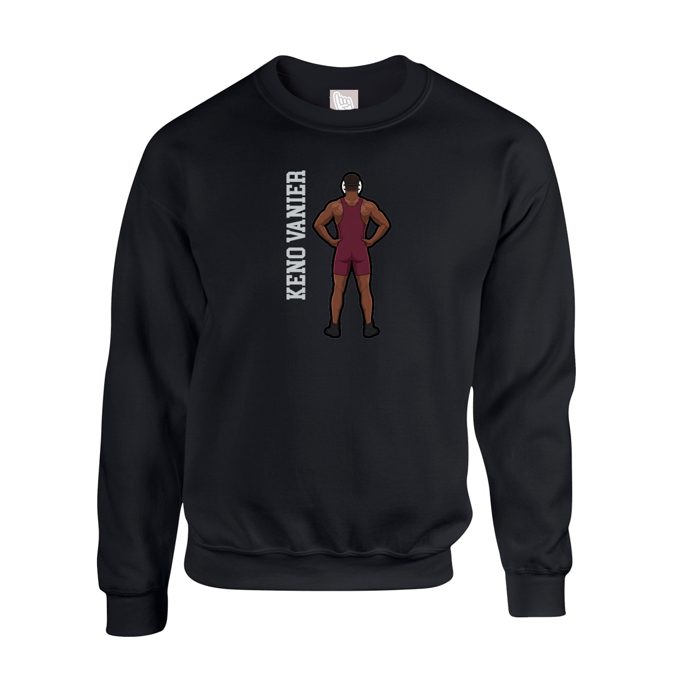 Fleece Crew — Name Vertical in Black