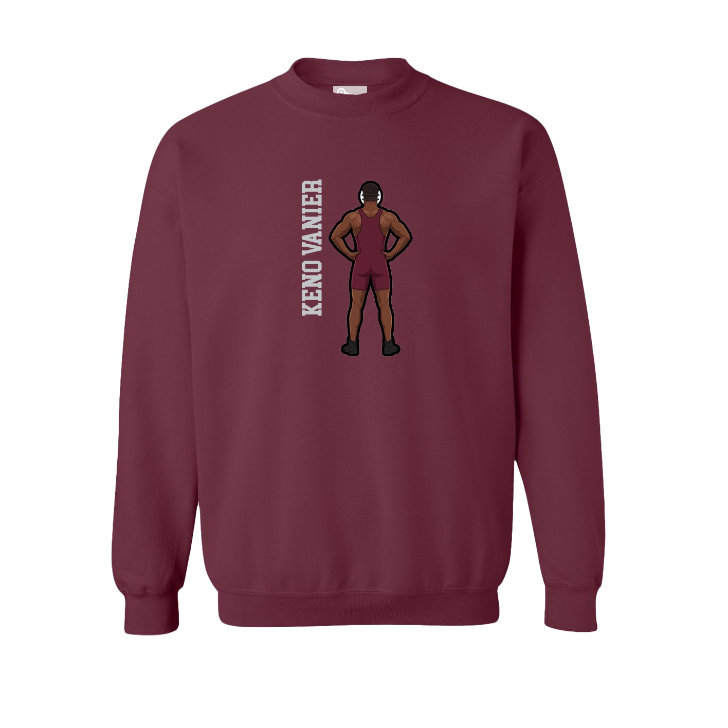 Fleece Crew — Name Vertical in Maroon