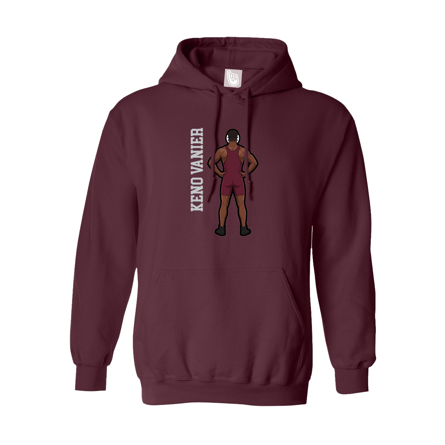 Youth Hoodie — Name Vertical in Maroon