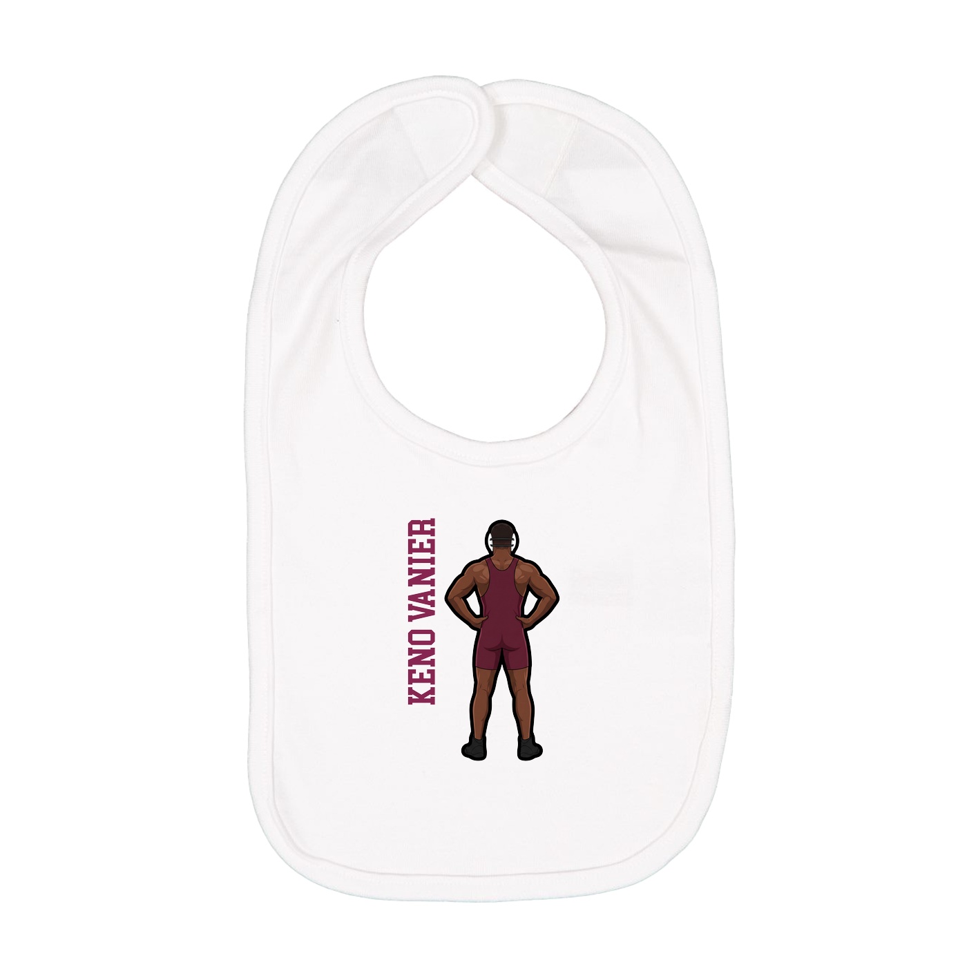 Infant Bib — Name Vertical in White