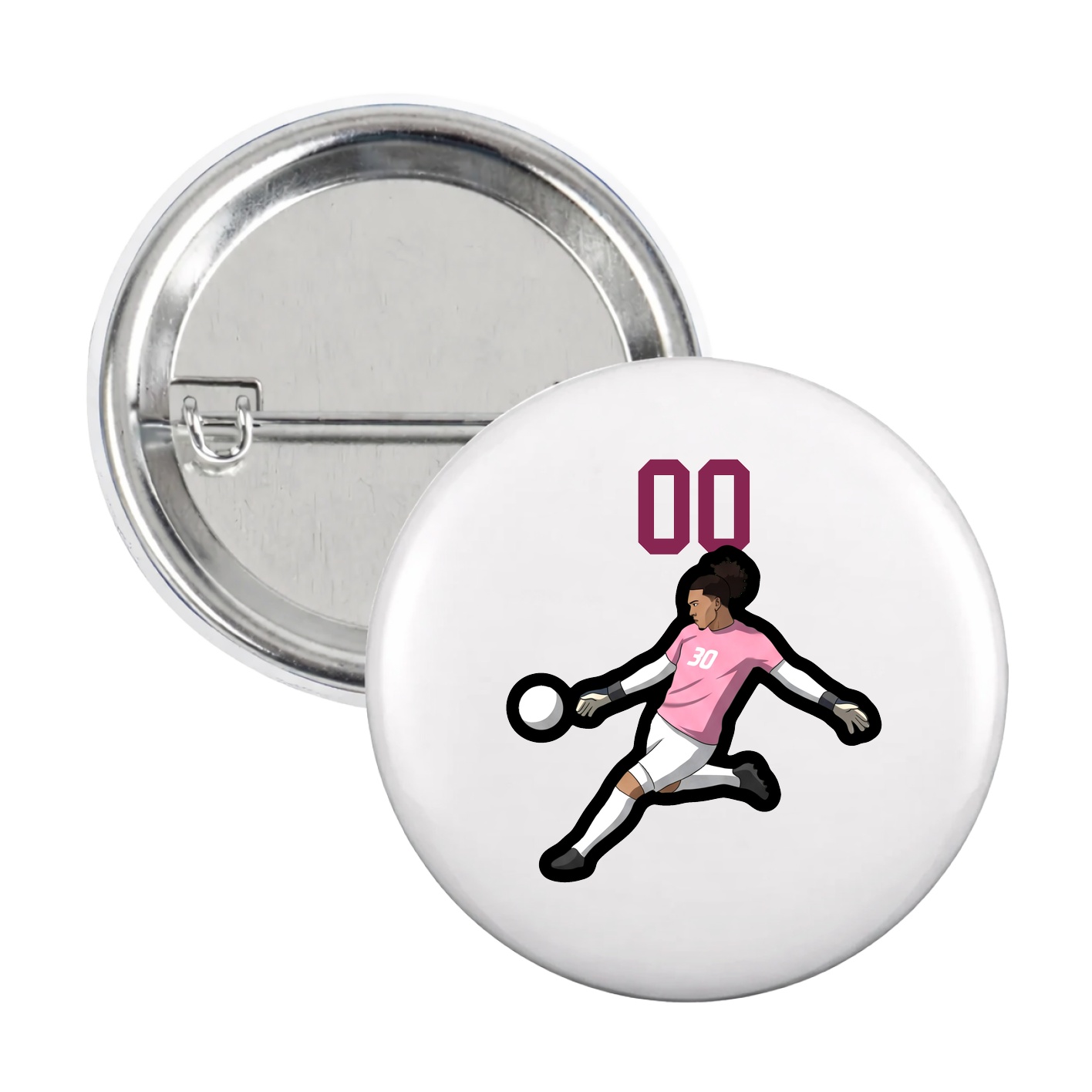 Game Day Button — Number Top in White