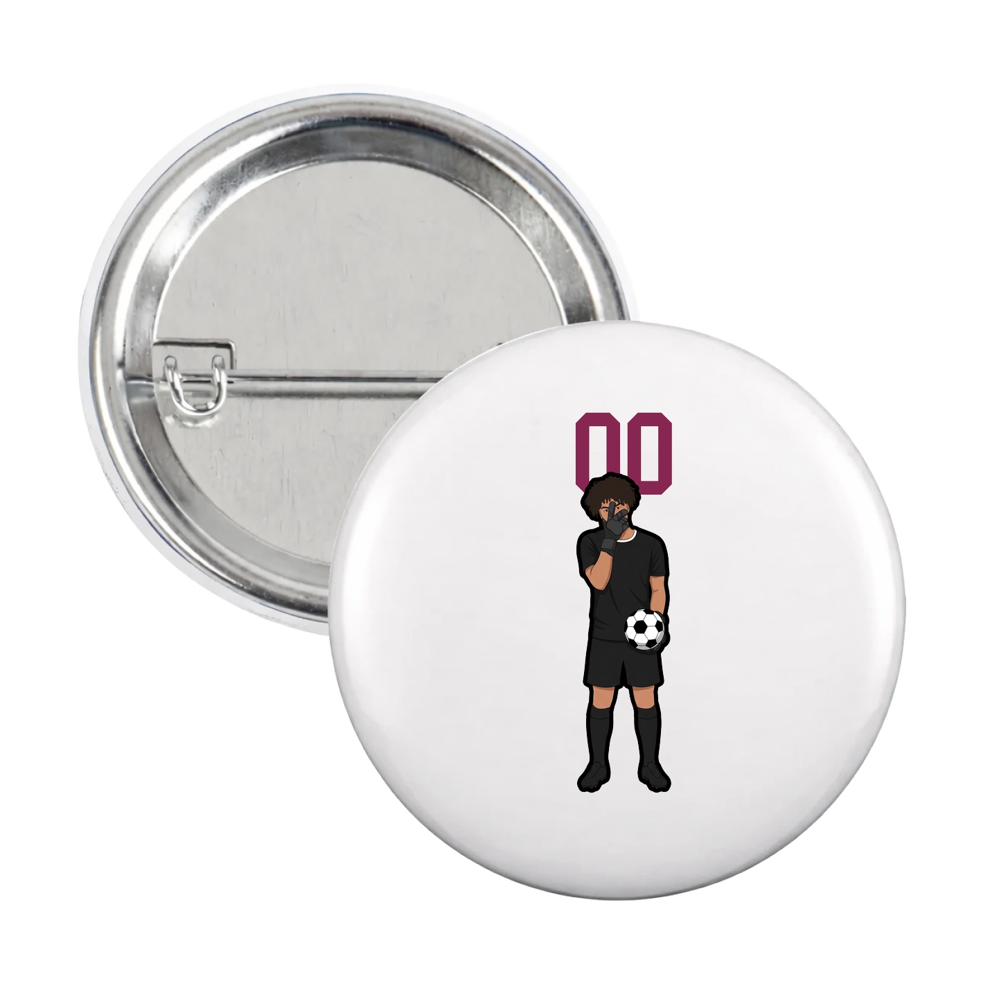 Game Day Button — Number Top in White