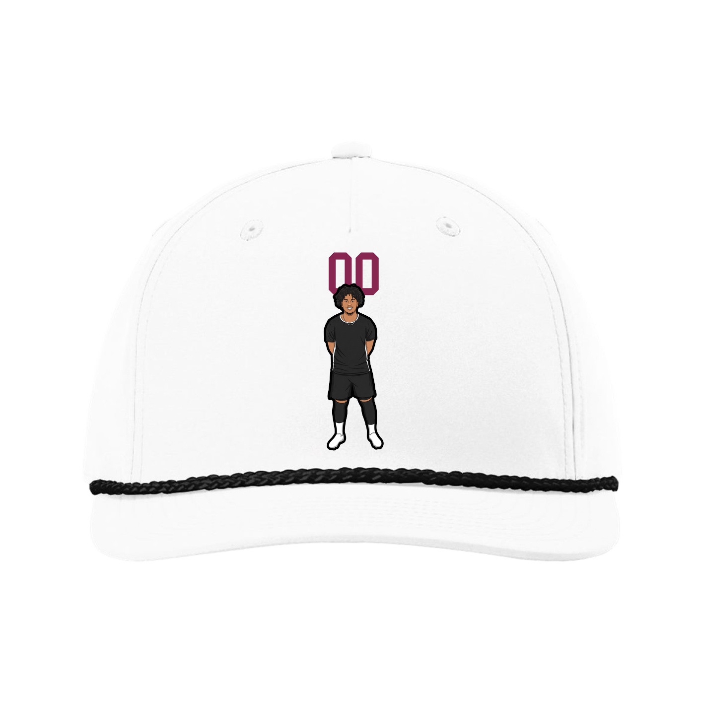 Five-Panel Classic Rope Cap — Number Top in White
