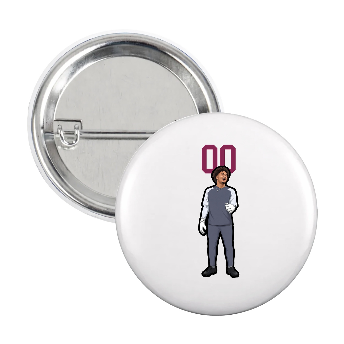 Game Day Button — Number Top in White