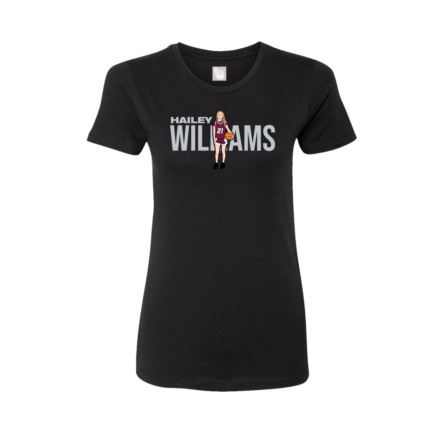 Fitted Women's Tee — Player Name in Black