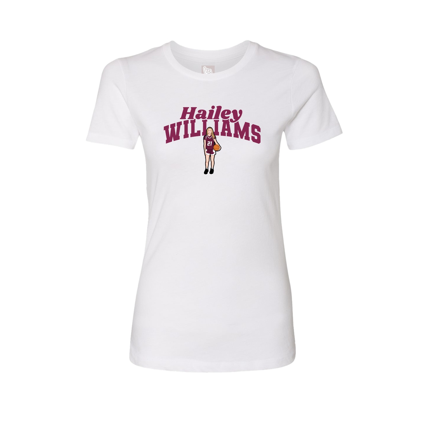 Fitted Women's Tee — Signature Arch in White