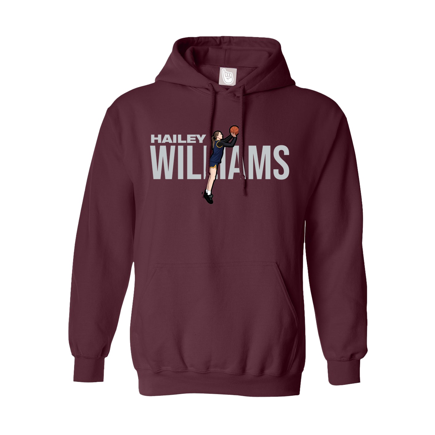 Youth Hoodie — Player Name in Maroon
