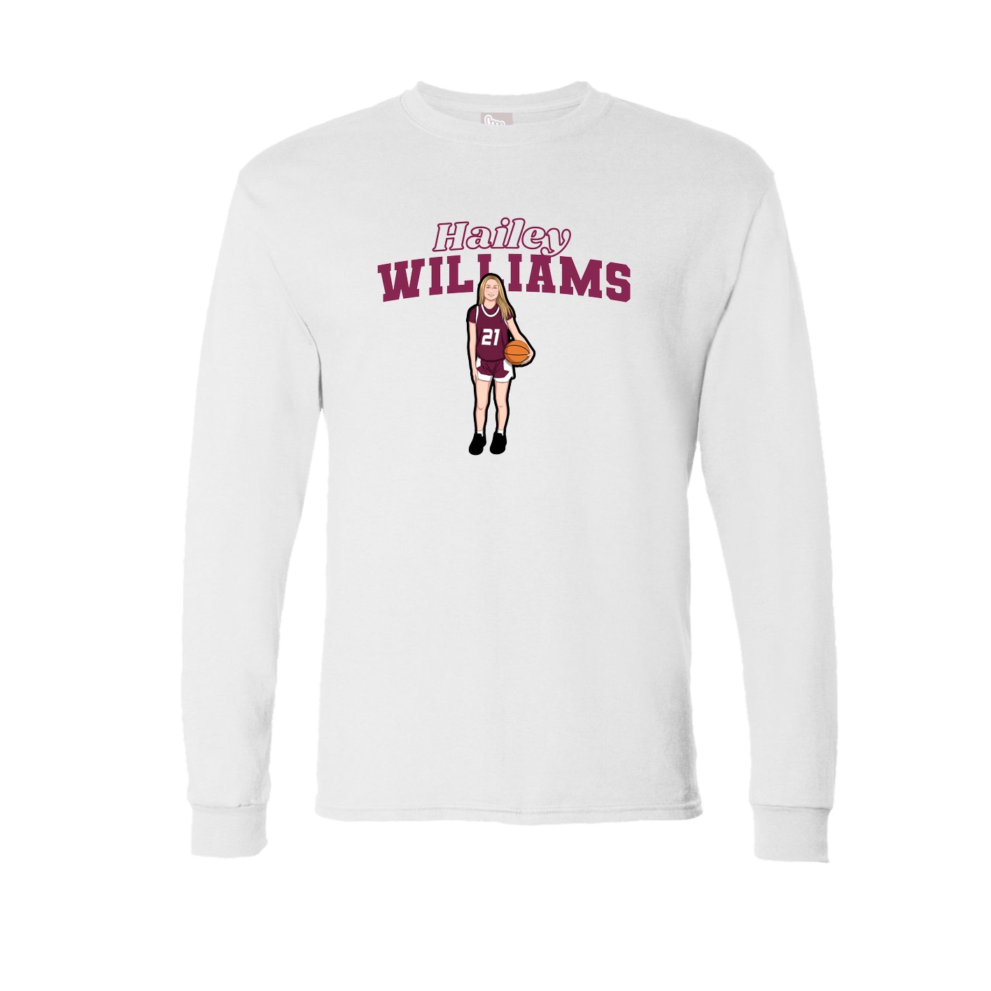 Long Sleeve Tee — Name Arch in White