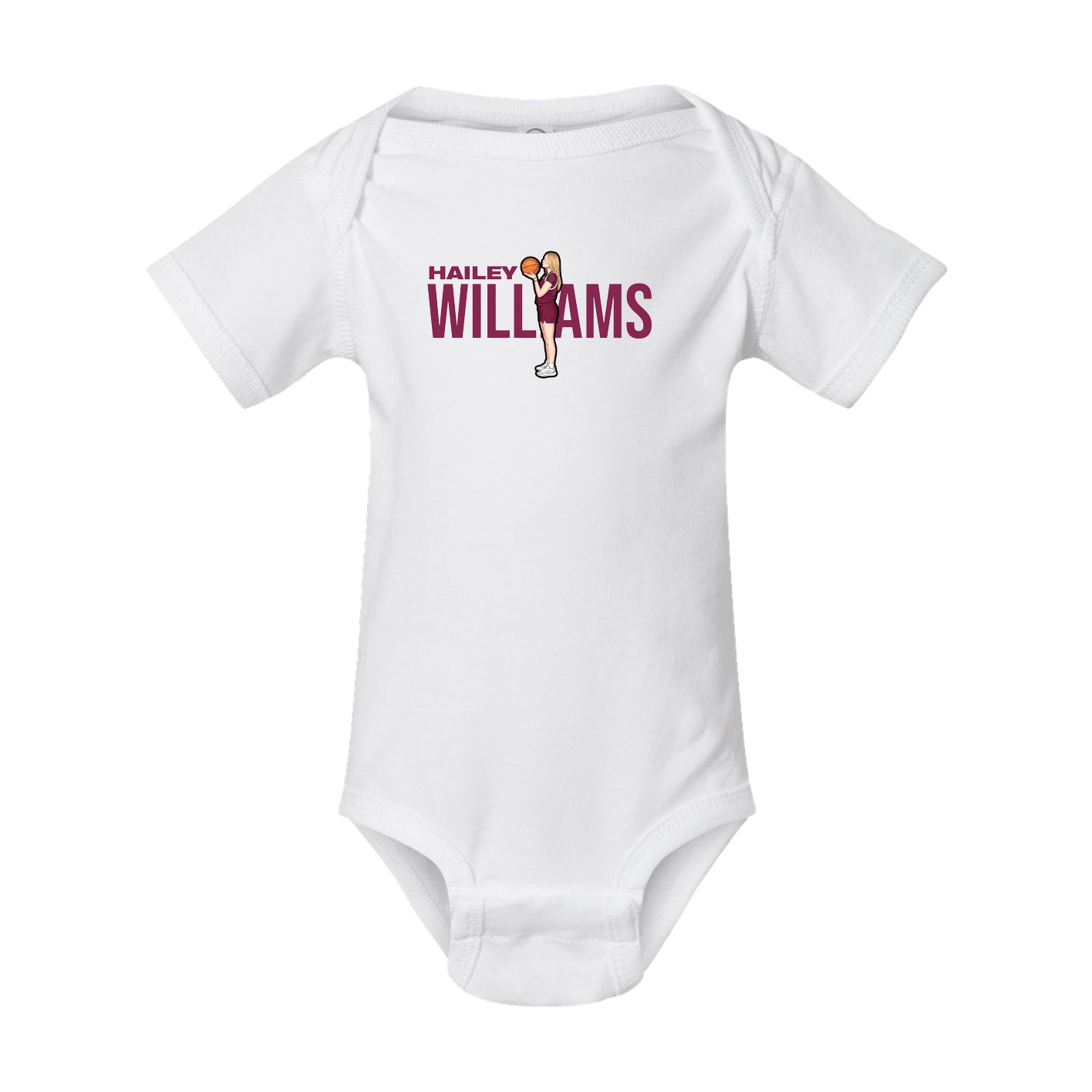 Baby Onesie — Player Name in White