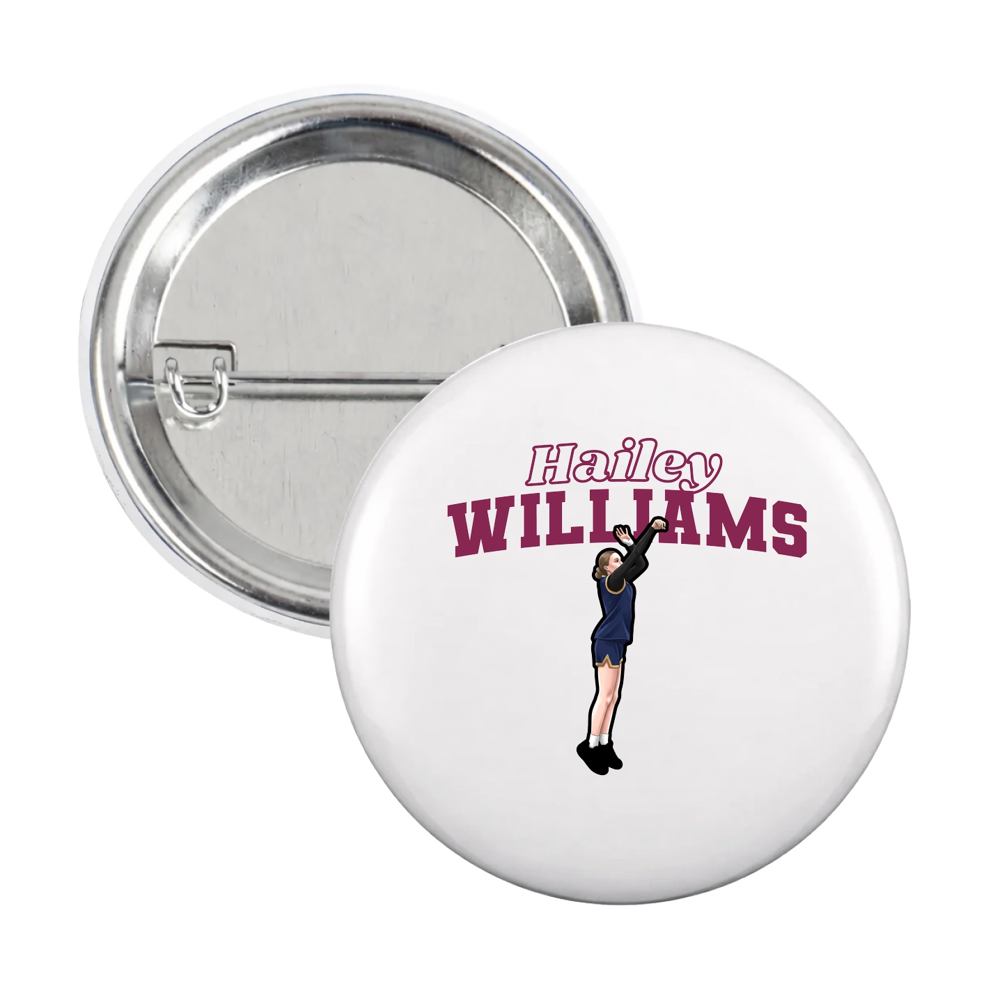 Game Day Button — Name Arch in White