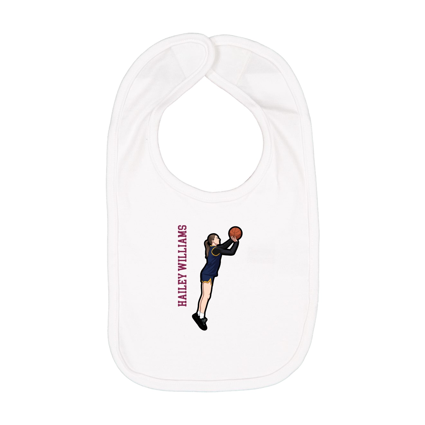 Infant Bib — Name Vertical in White