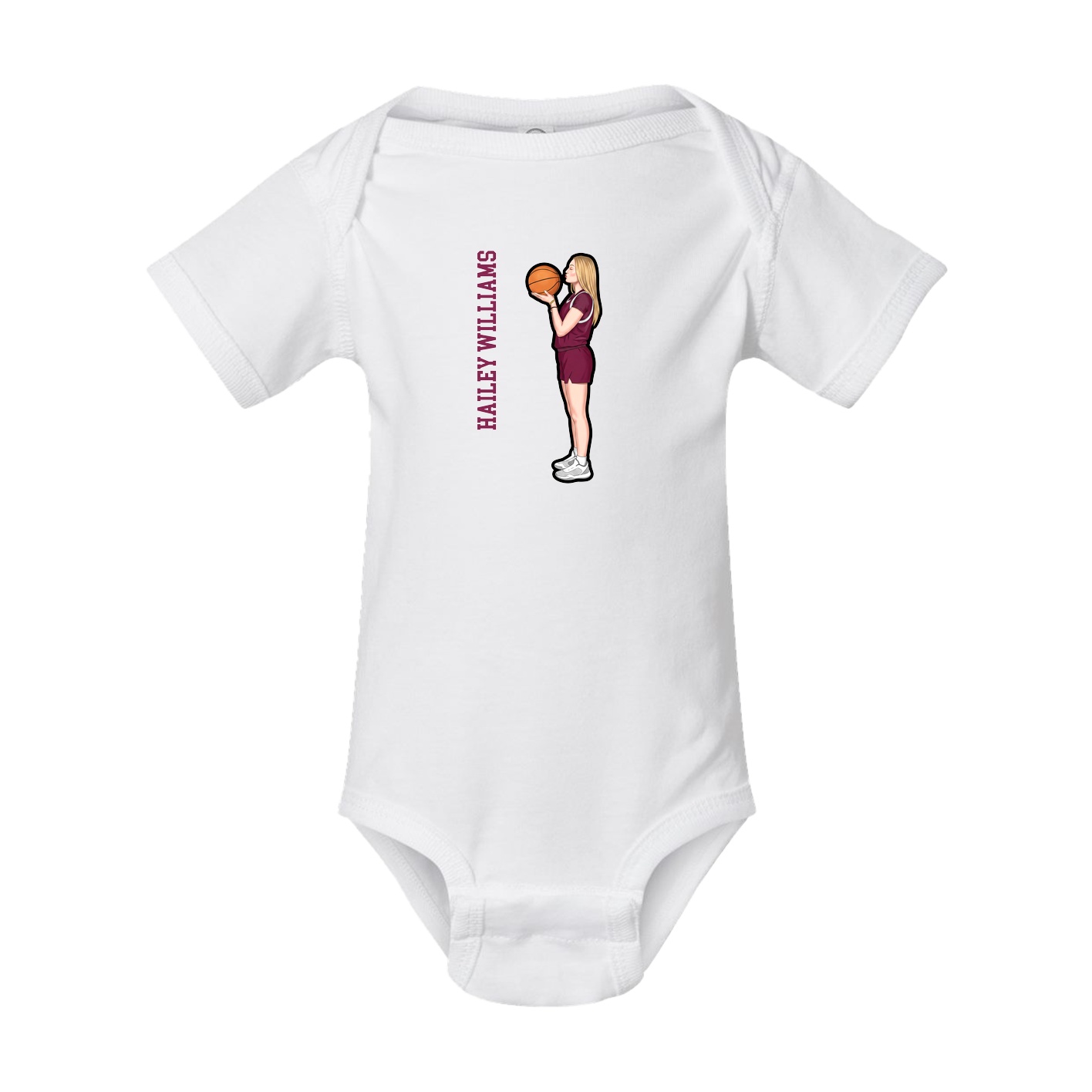 Baby Onesie — Name Vertical in White