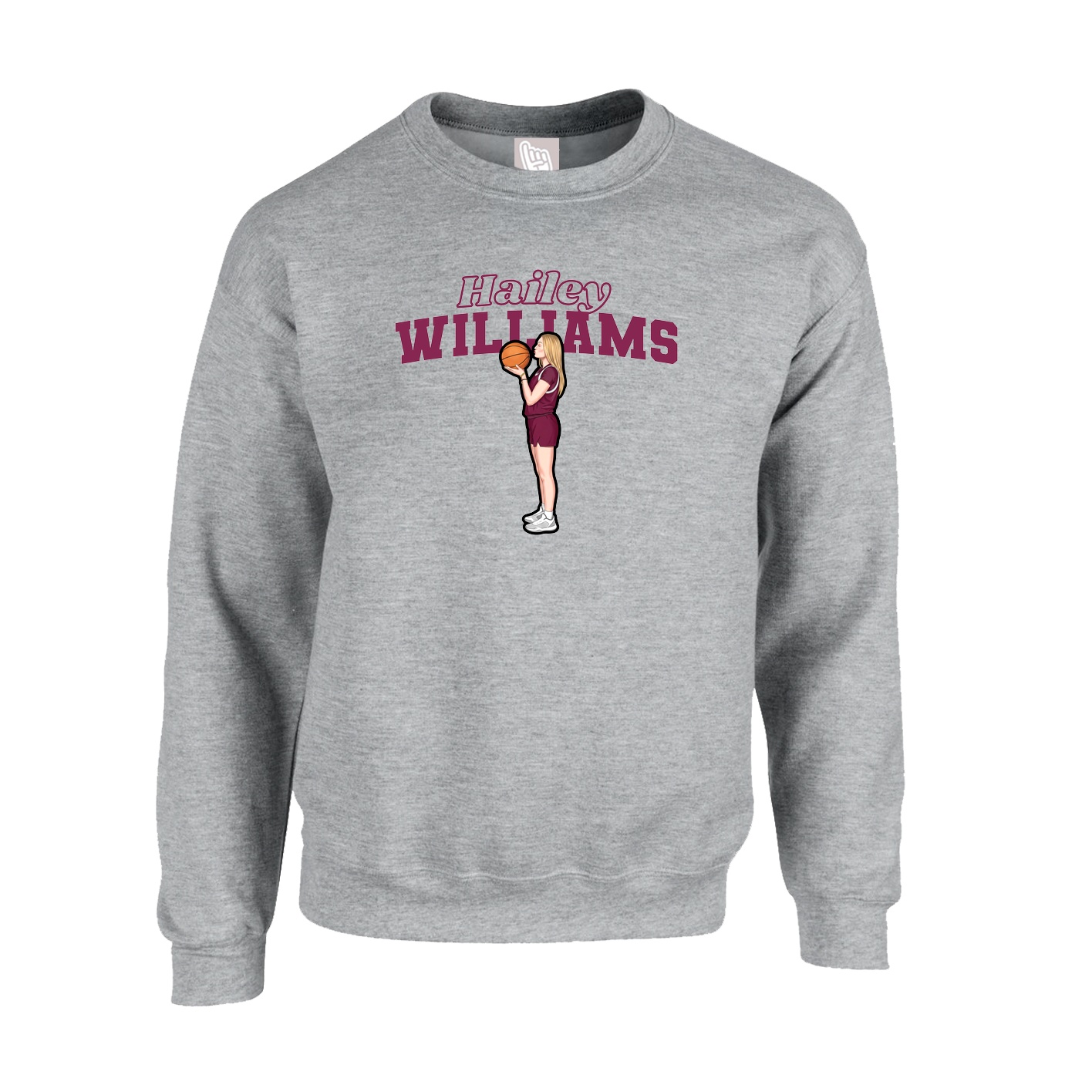 Fleece Crew — Name Arch in Grey