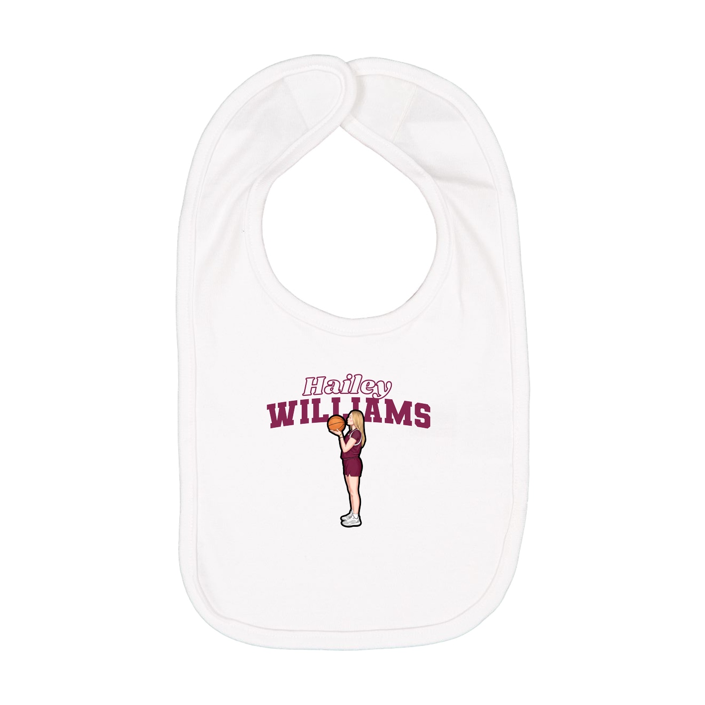 Infant Bib — Name Arch in White