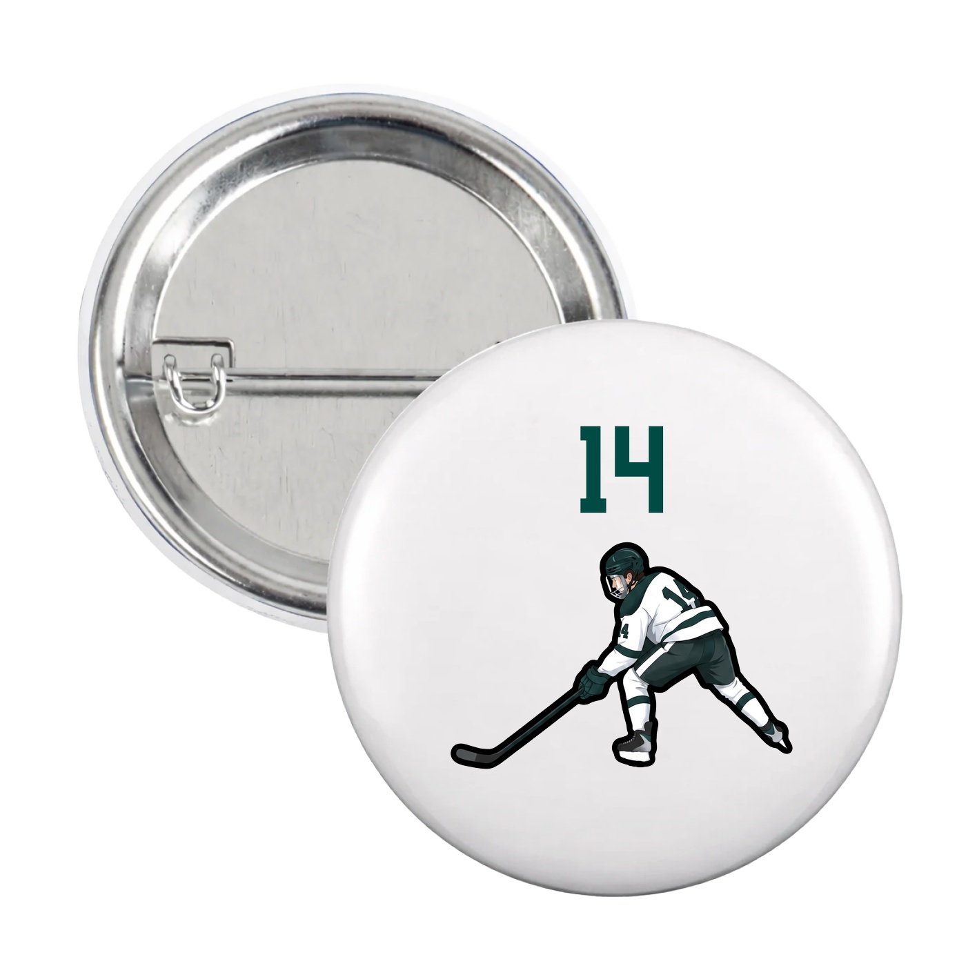 Game Day Button — Number Top in White