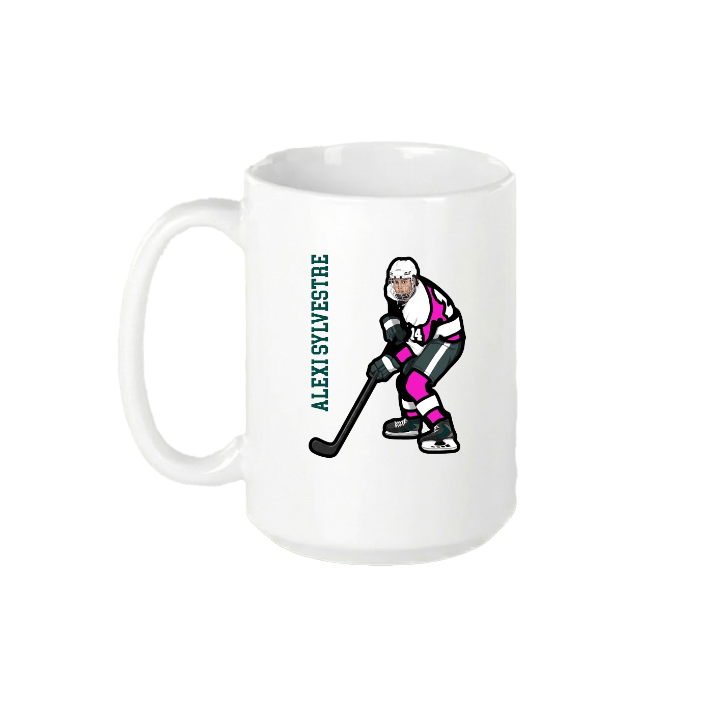 15oz Coffee Mug — Name Vertical in White