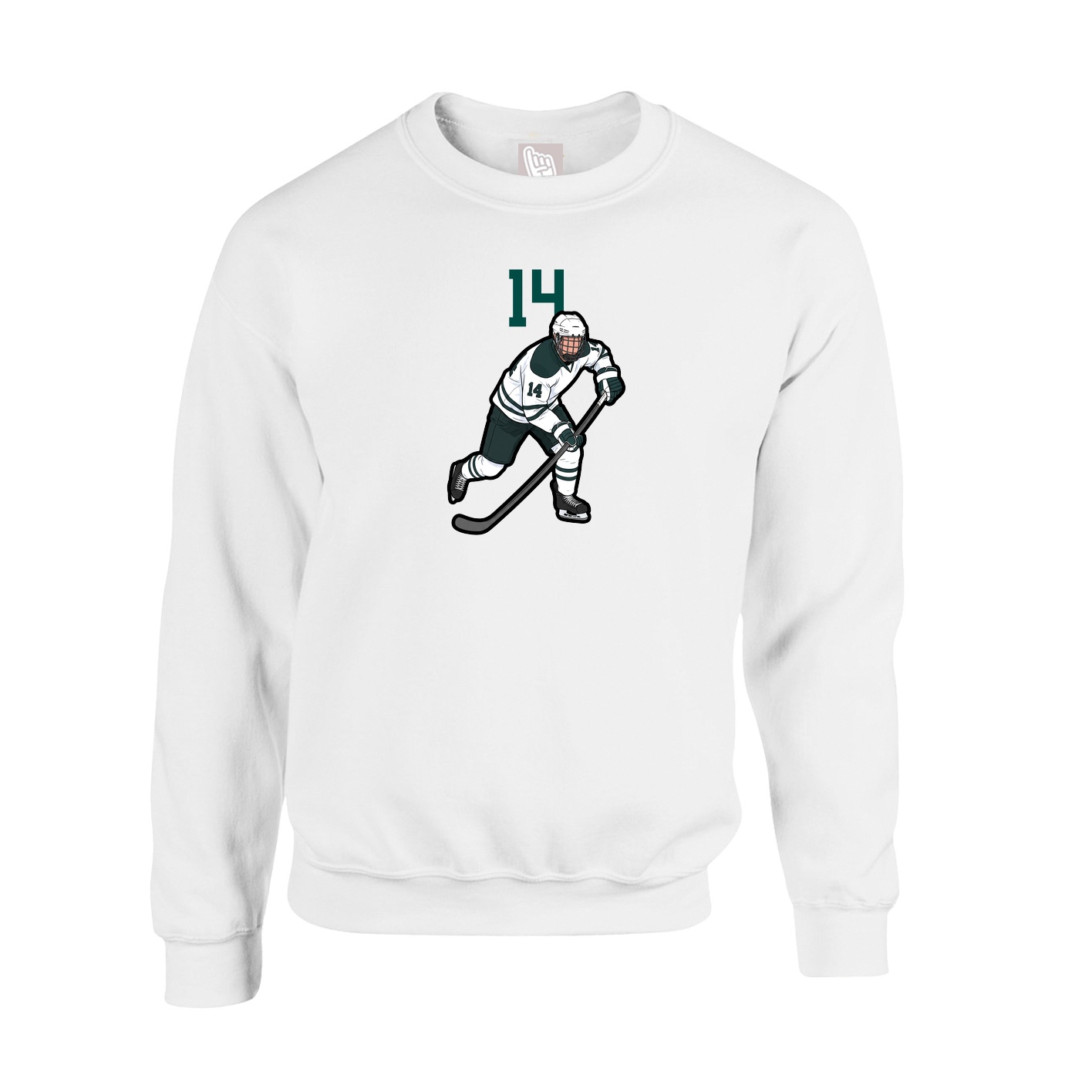 Fleece Crew — Number Top in White