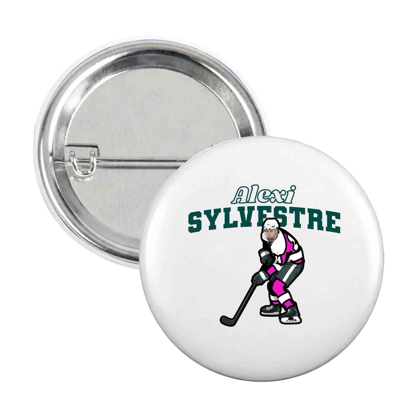 Game Day Button — Name Arch in White