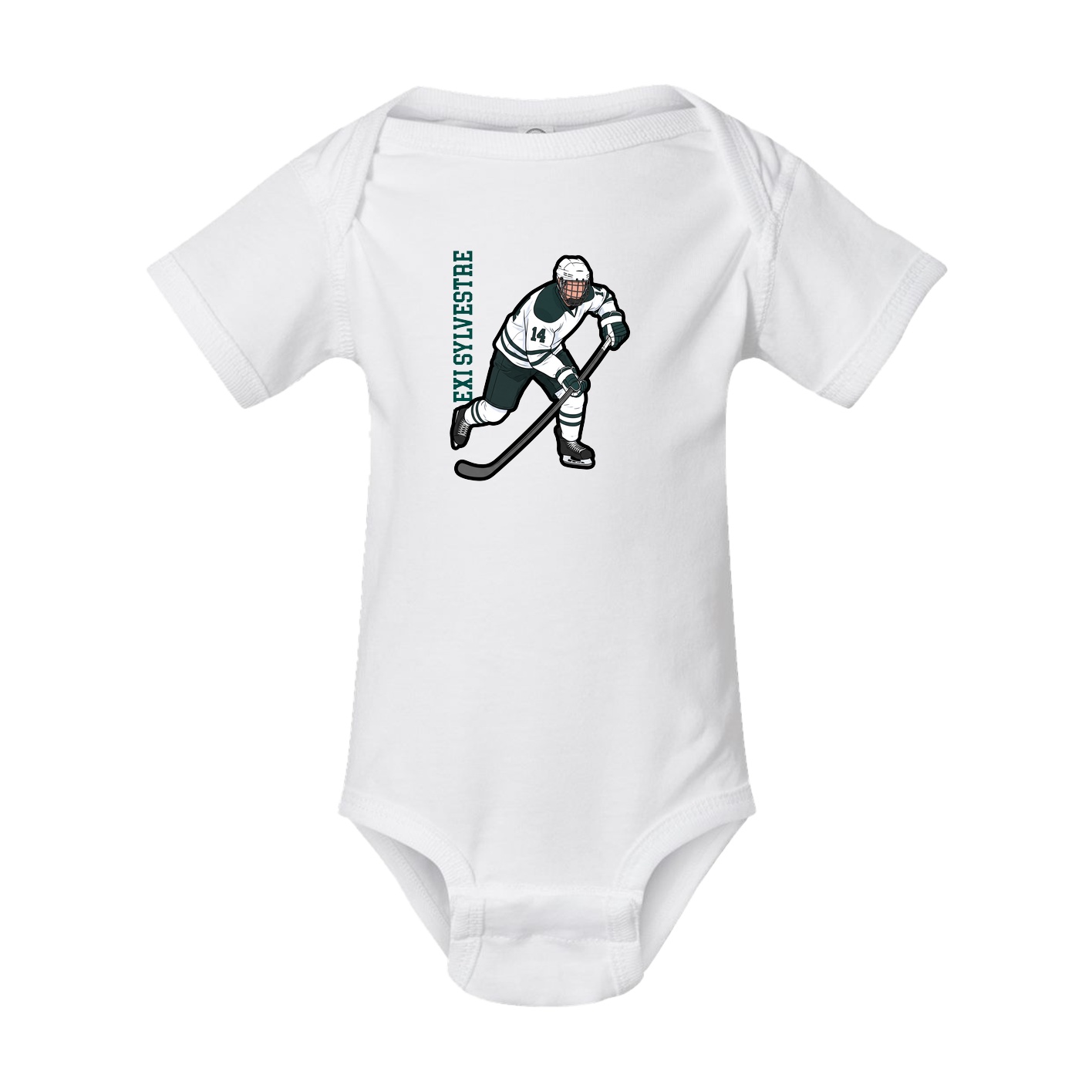 Baby Onesie — Name Vertical in White