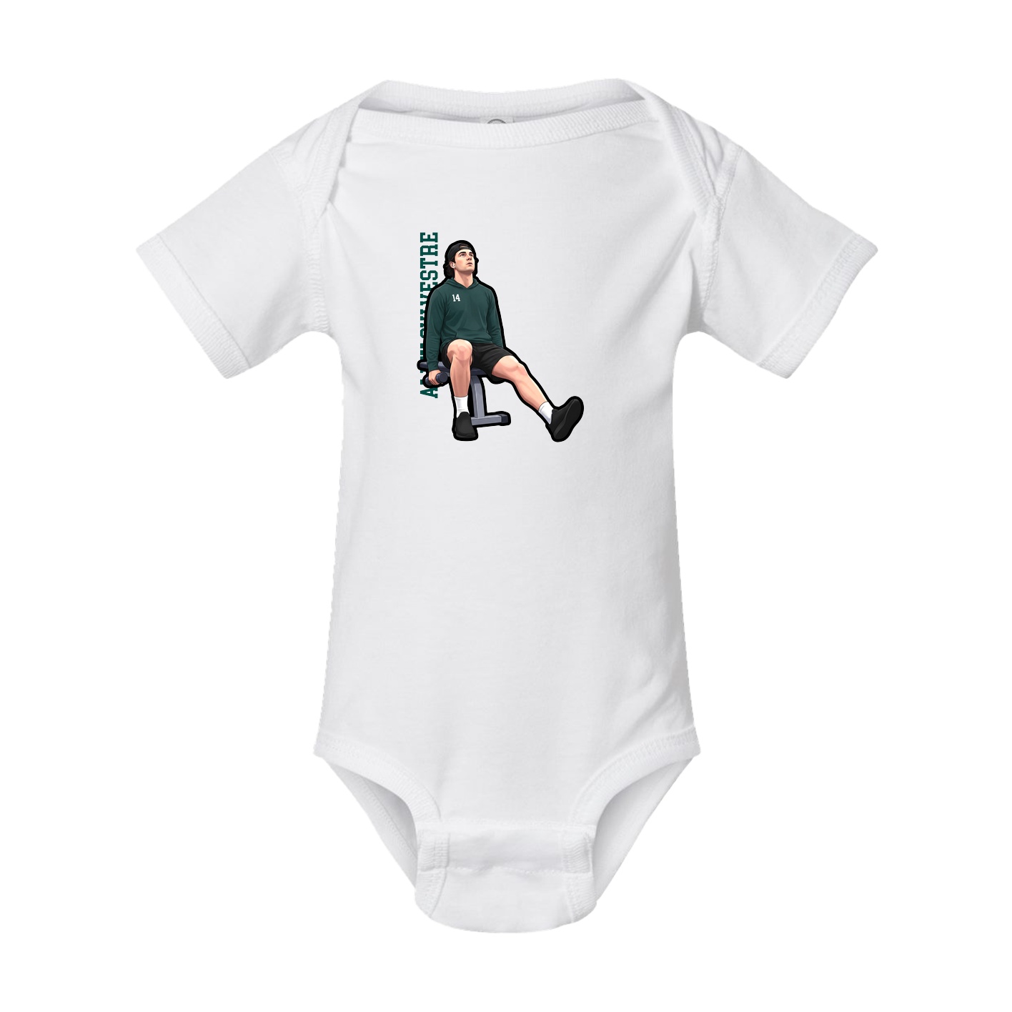 Baby Onesie — Name Vertical in White