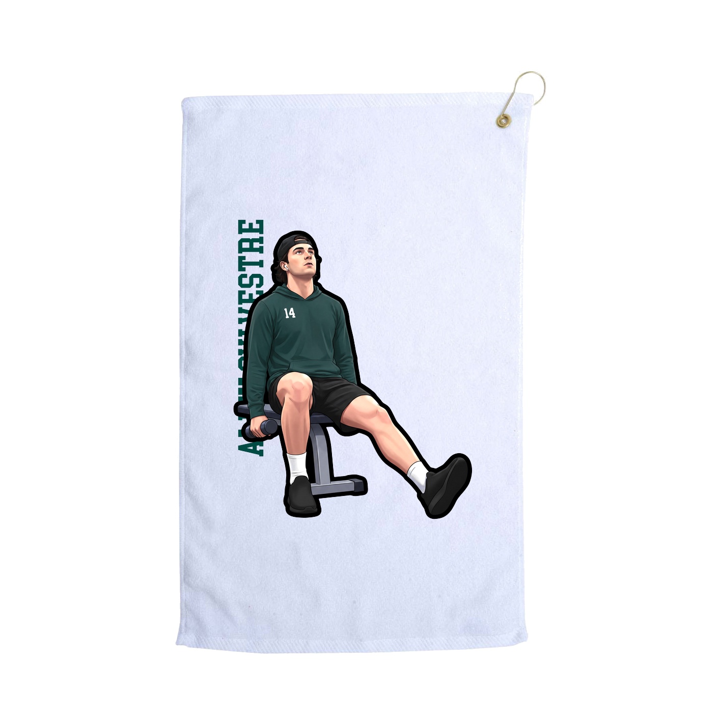 Golf Towel — Name Vertical in White
