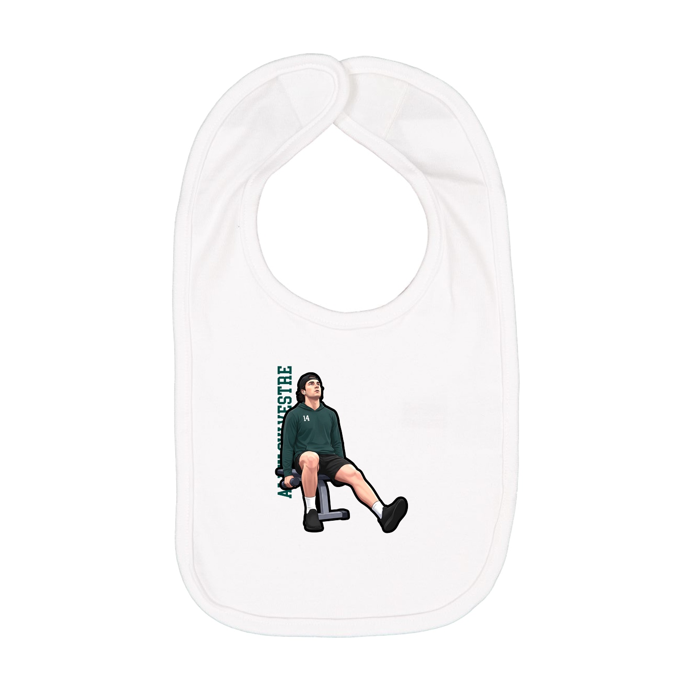 Infant Bib — Name Vertical in White