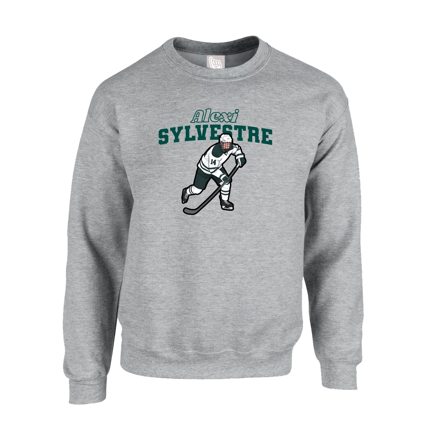 Fleece Crew — Name Arch in Grey