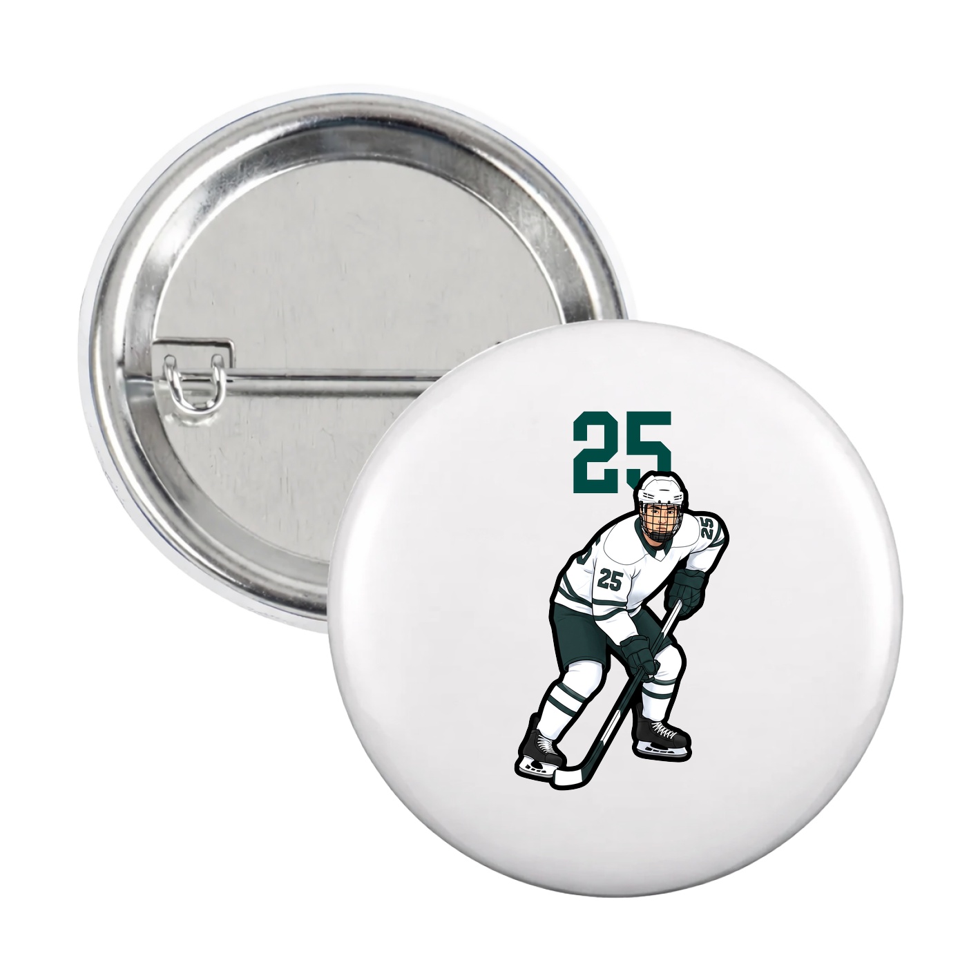 Game Day Button — Number Top in White
