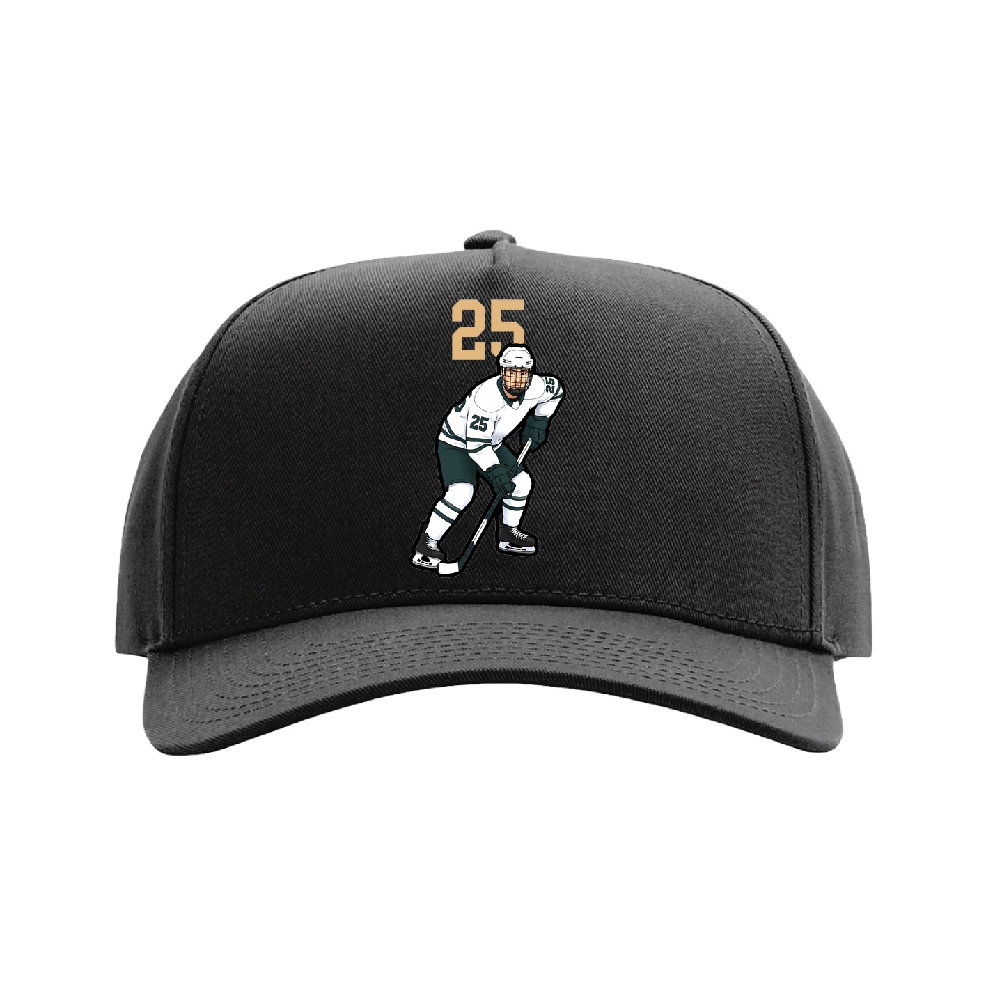 Full Fabric Five-Panel Champ Cap — Number Top in Black