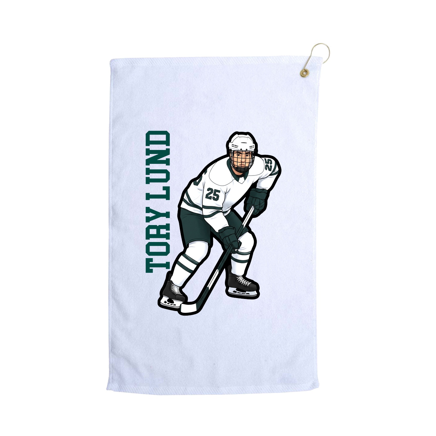 Golf Towel — Name Vertical in White
