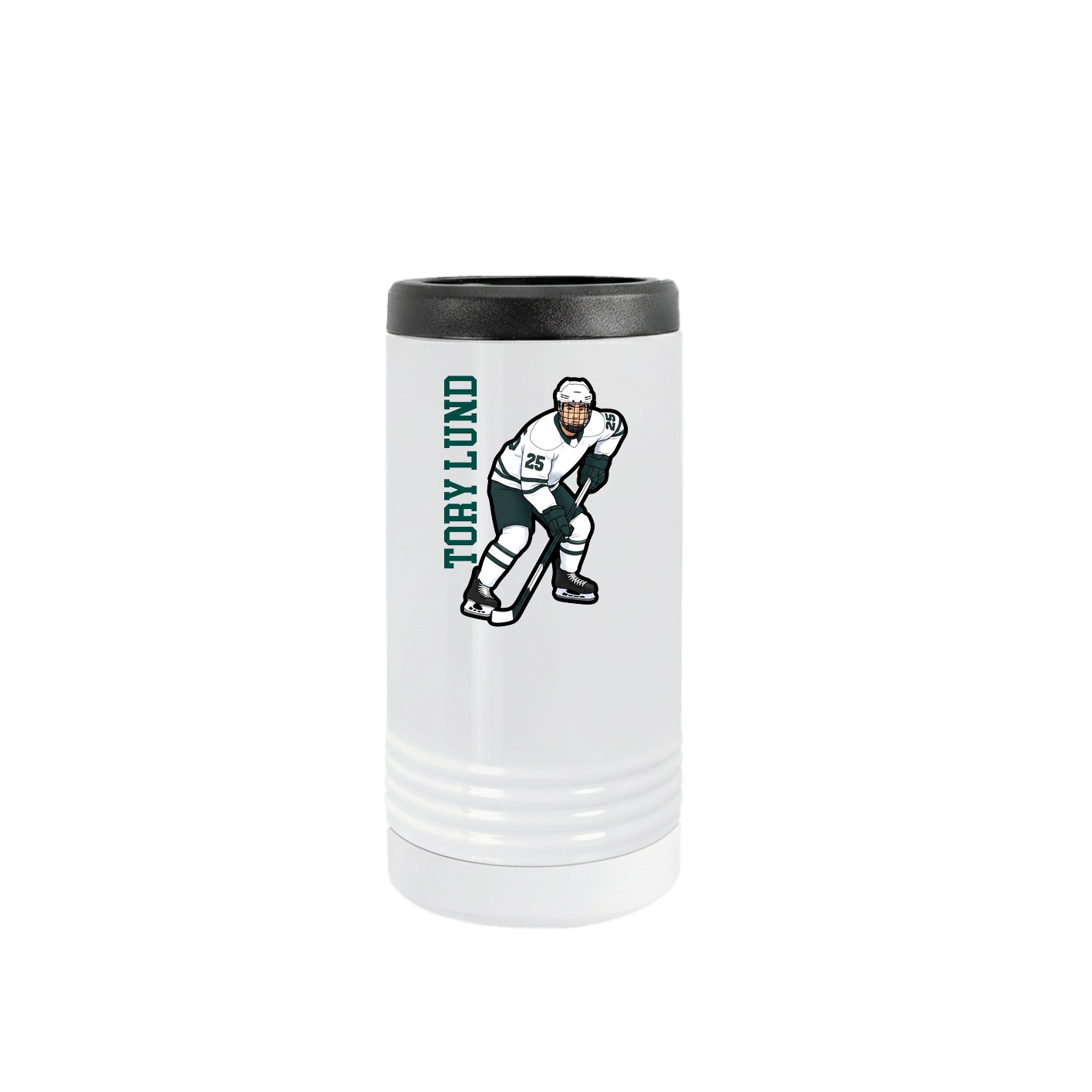 Slim Beverage Holder — Name Vertical in White