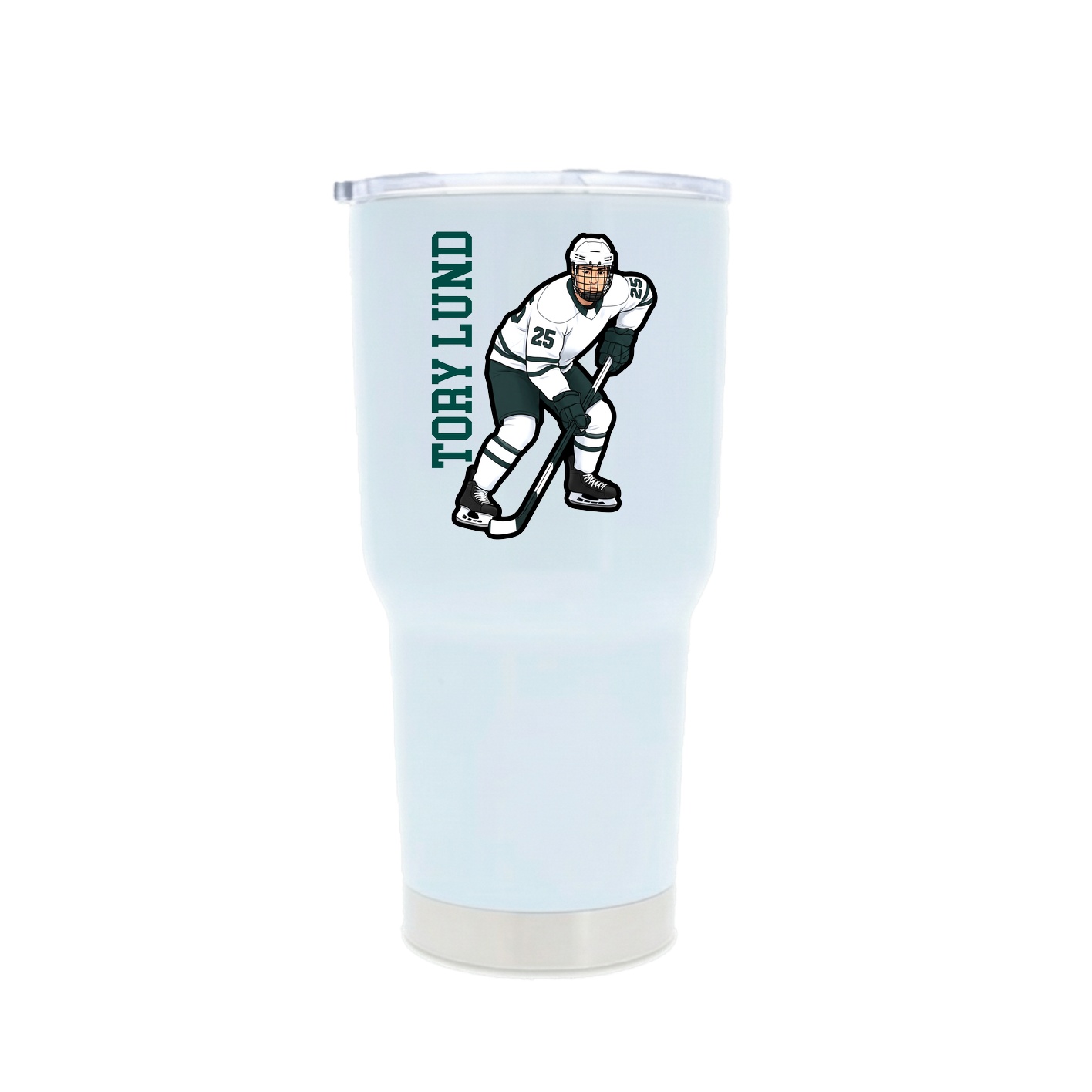 30oz Stainless Steel Tumbler — Name Vertical in White