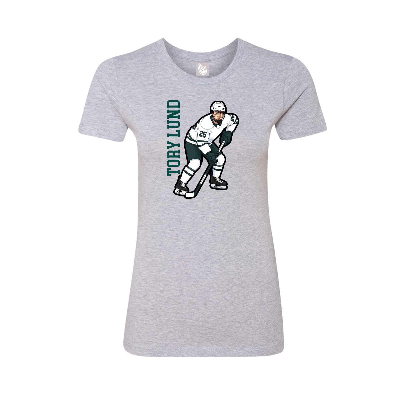 Fitted Women's Tee — Name Vertical in Grey