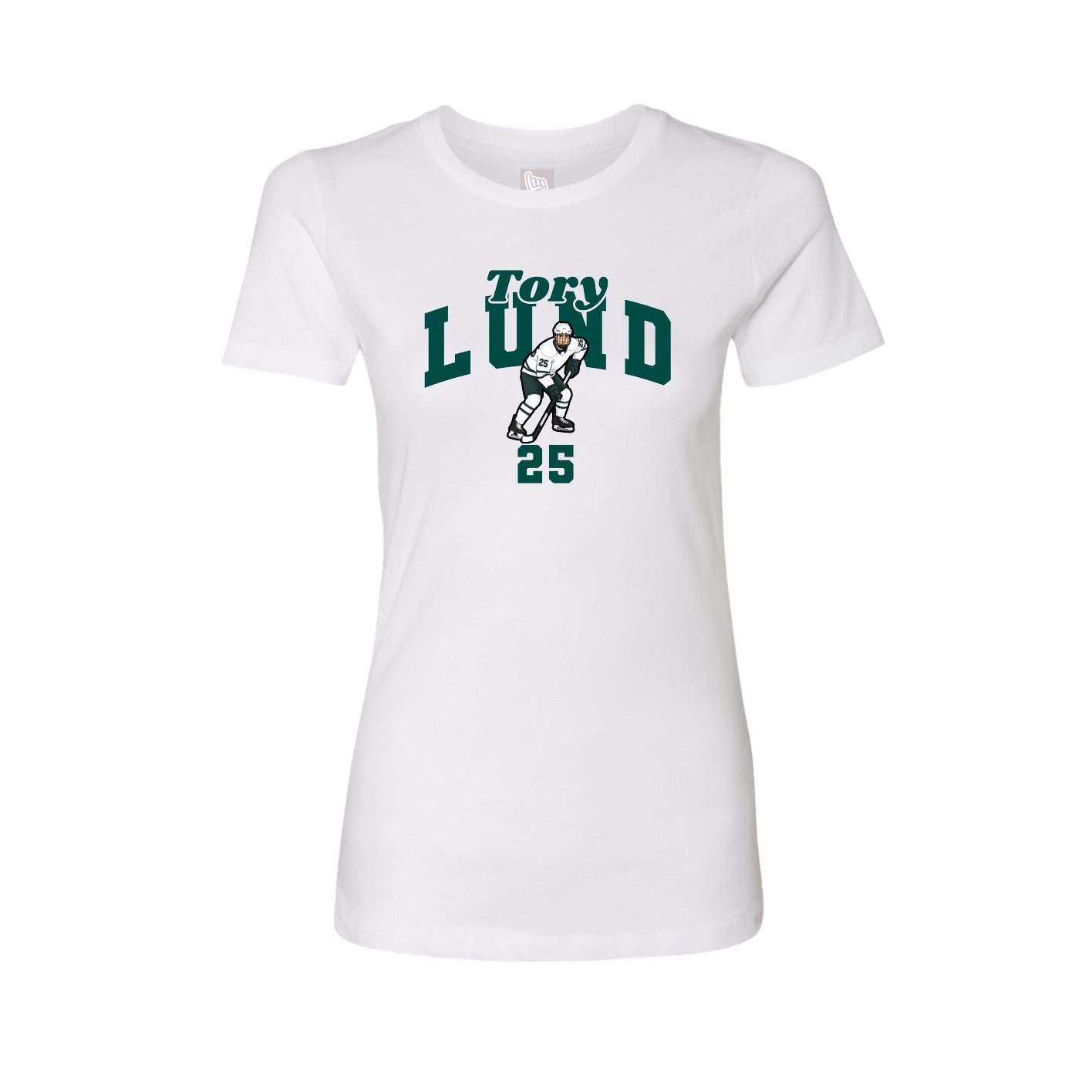 Fitted Women's Tee — Signature Arch in White
